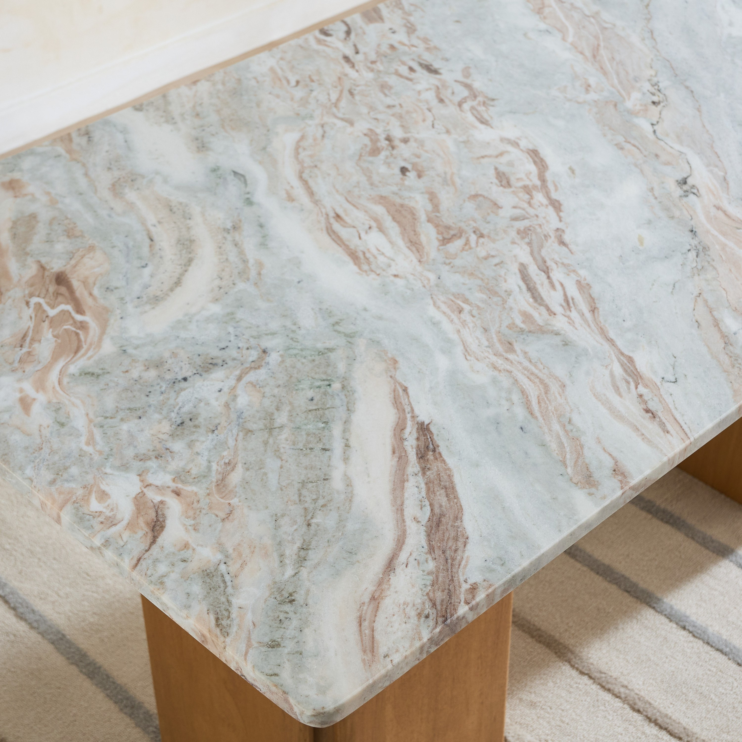 Cavon Bellmar Genuine Marble Top 6-Seater Dining Table with Solid Wood Base-hbxdiningroom-diningtablesandsets-diningtables-sixseater-image-4