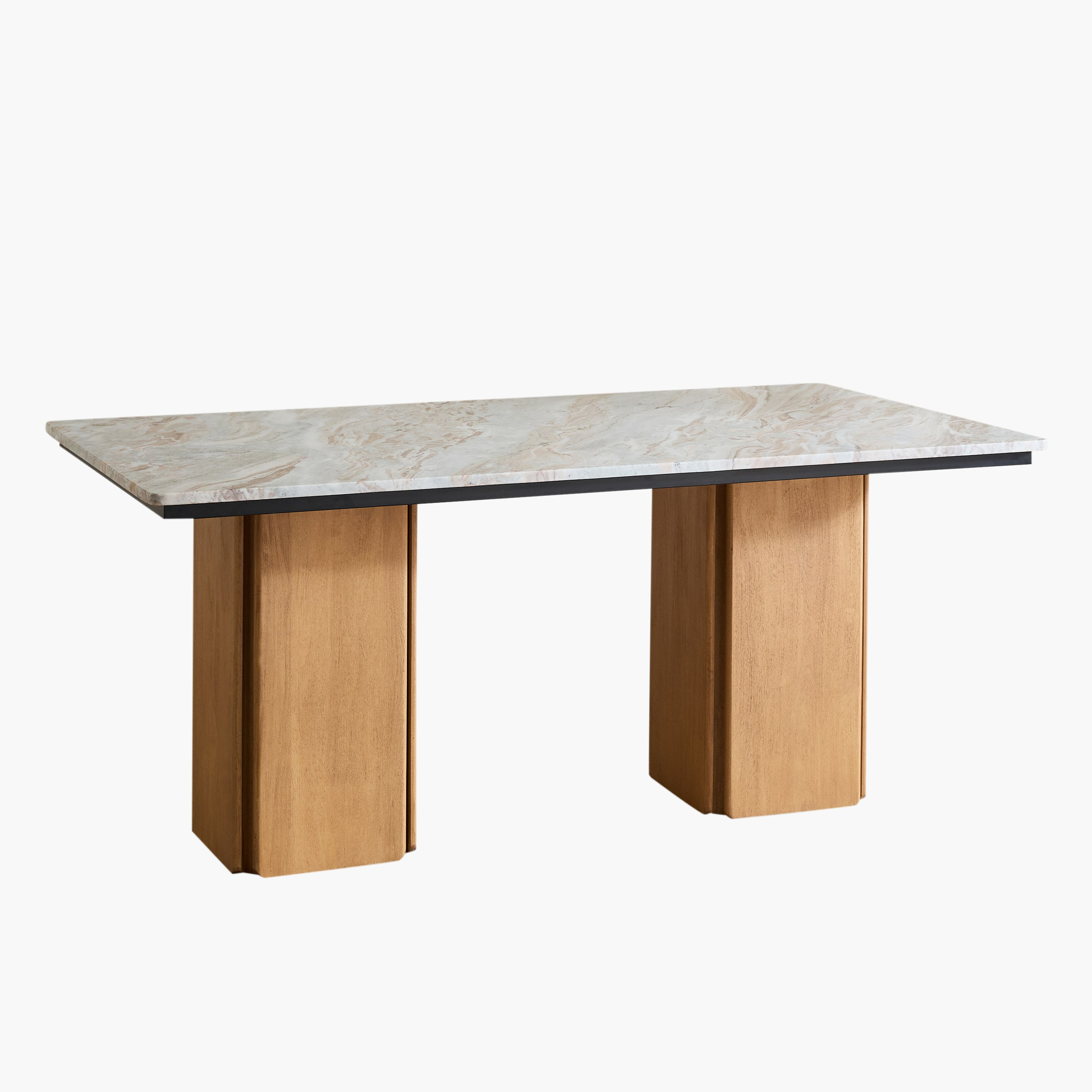 Cavon Bellmar Genuine Marble Top 6-Seater Dining Table with Solid Wood Base-hbxdiningroom-diningtablesandsets-diningtables-sixseater-image-7