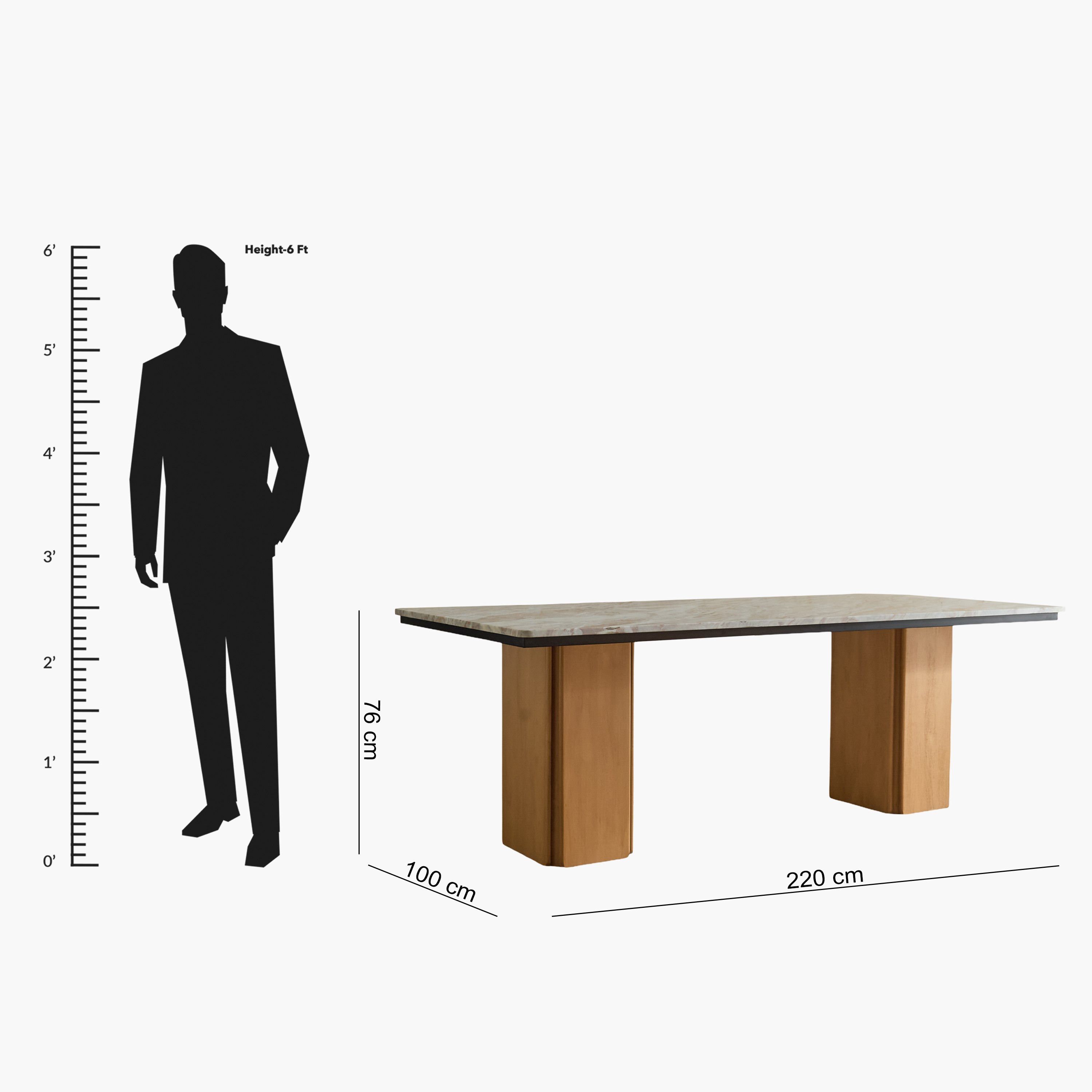 Cavon Bellmar Genuine Marble Top 8-Seater Dining Table with Solid Wood Base-hbxfurniture-diningroom-diningtables-eightseater-image-8