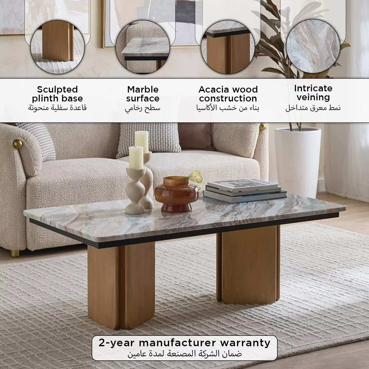Cavon Bellmar Genuine Marble Top Coffee Table with Solid Wood Base-PROMO_HB_SA_SETFOR1299_270826-image-12