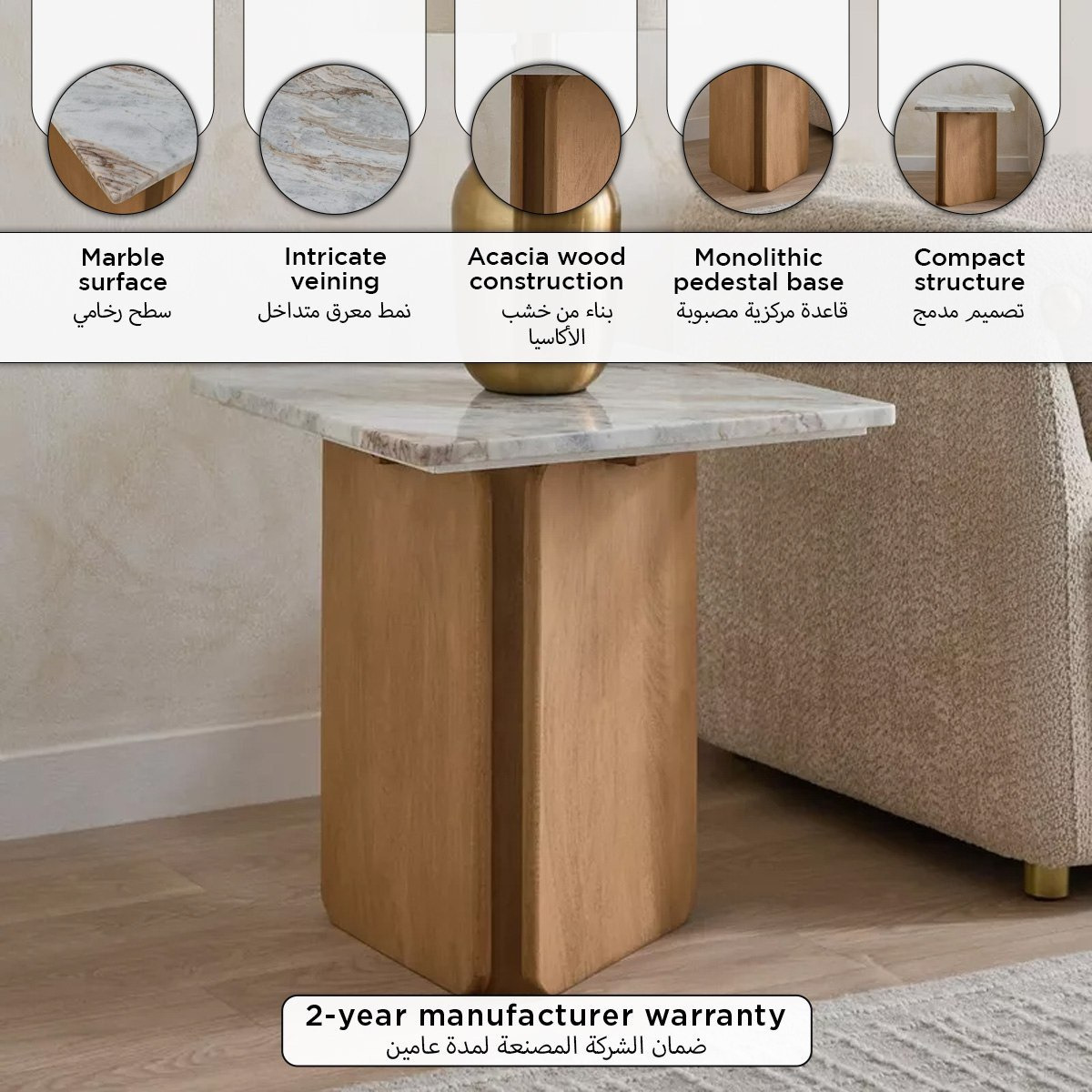 Cavon Bellmar Genuine Marble Top End Table with Solid Wood Base-PROMO_HB_SA_SETFOR1299_270826-image-12