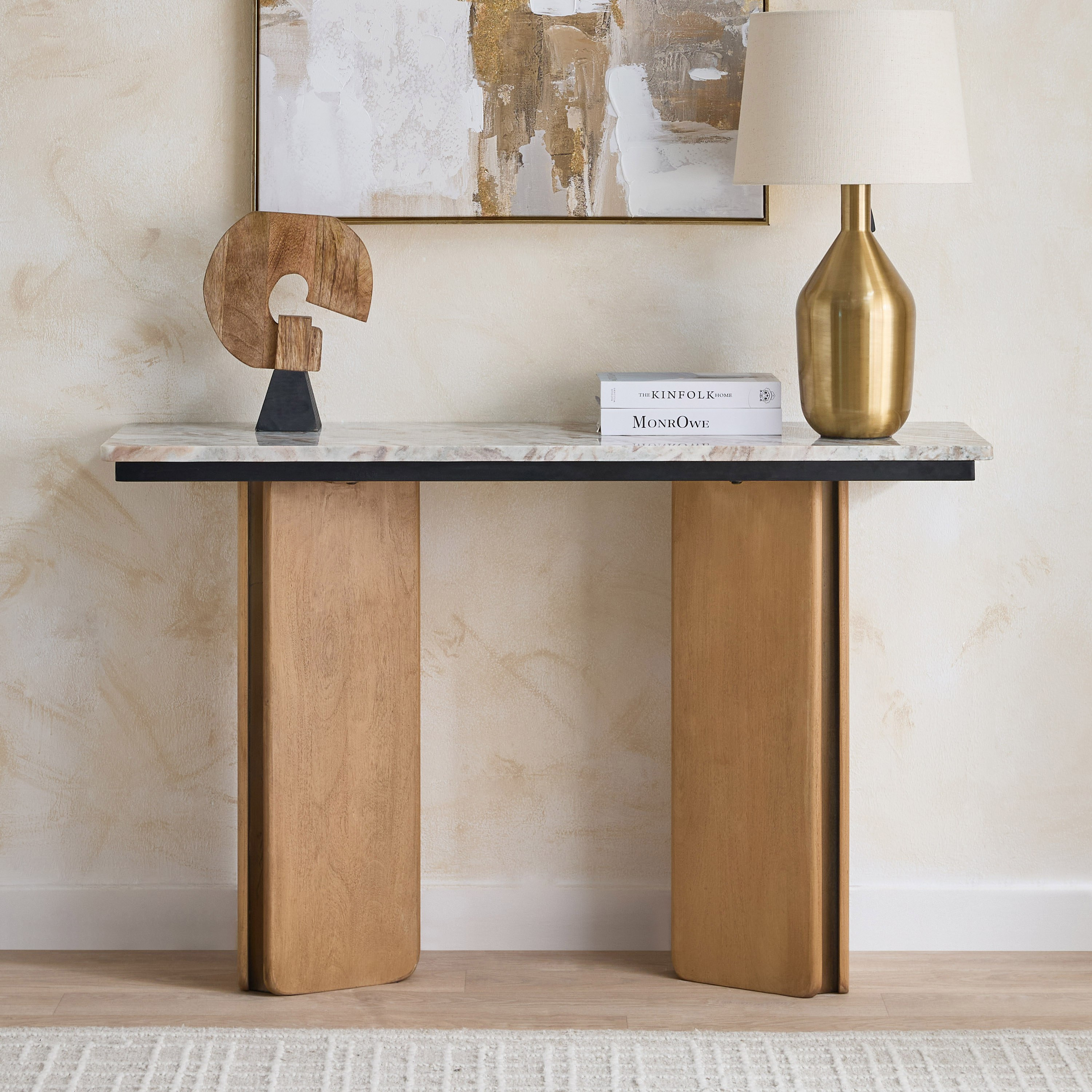طاولة كونسول بسطح رخام طبيعي وقاعدة من الخشب الصلب من كافون بيلمر-hbxfurniture-tablesandstands-consoletables-image-2