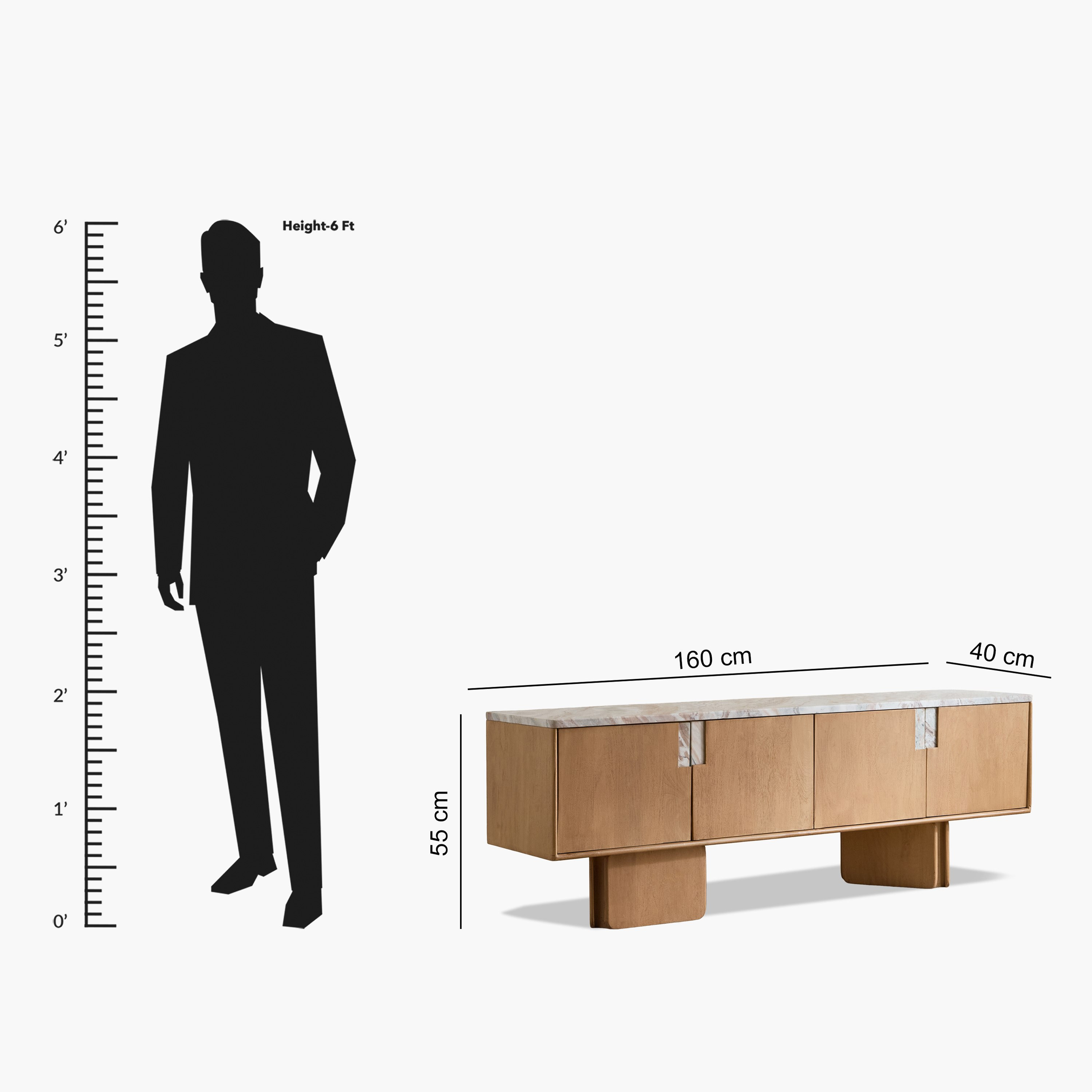 Cavon Bellmar 1.6 Meter Solid Wood TV Unit with Genuine Marble Top for TV's up to 70 inches-hbxlivingroom-mediaunitsandstorage-tvunits-image-11