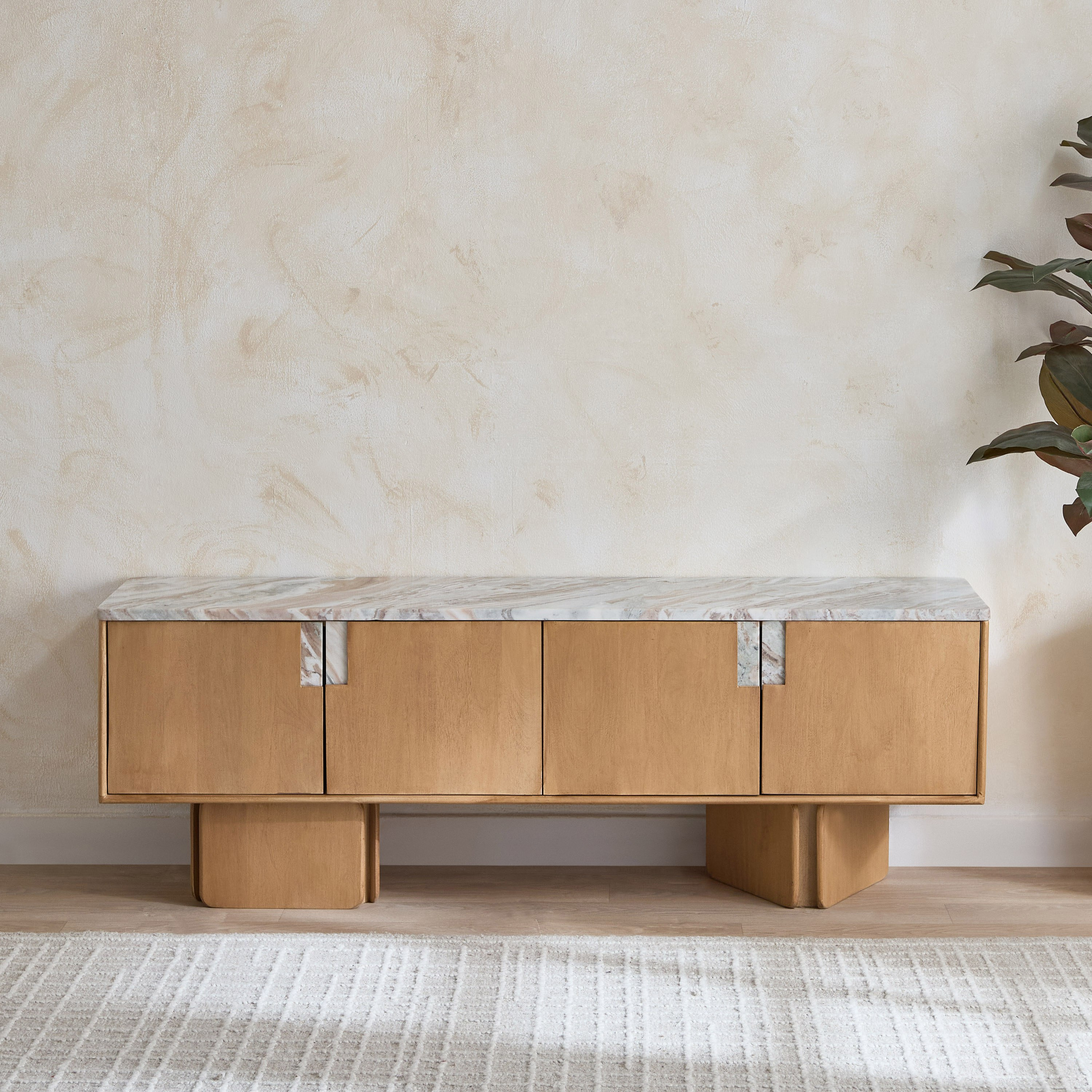 Cavon Bellmar 1.6 Meter Solid Wood TV Unit with Genuine Marble Top for TV's up to 70 inches-hbxlivingroom-mediaunitsandstorage-tvunits-image-3