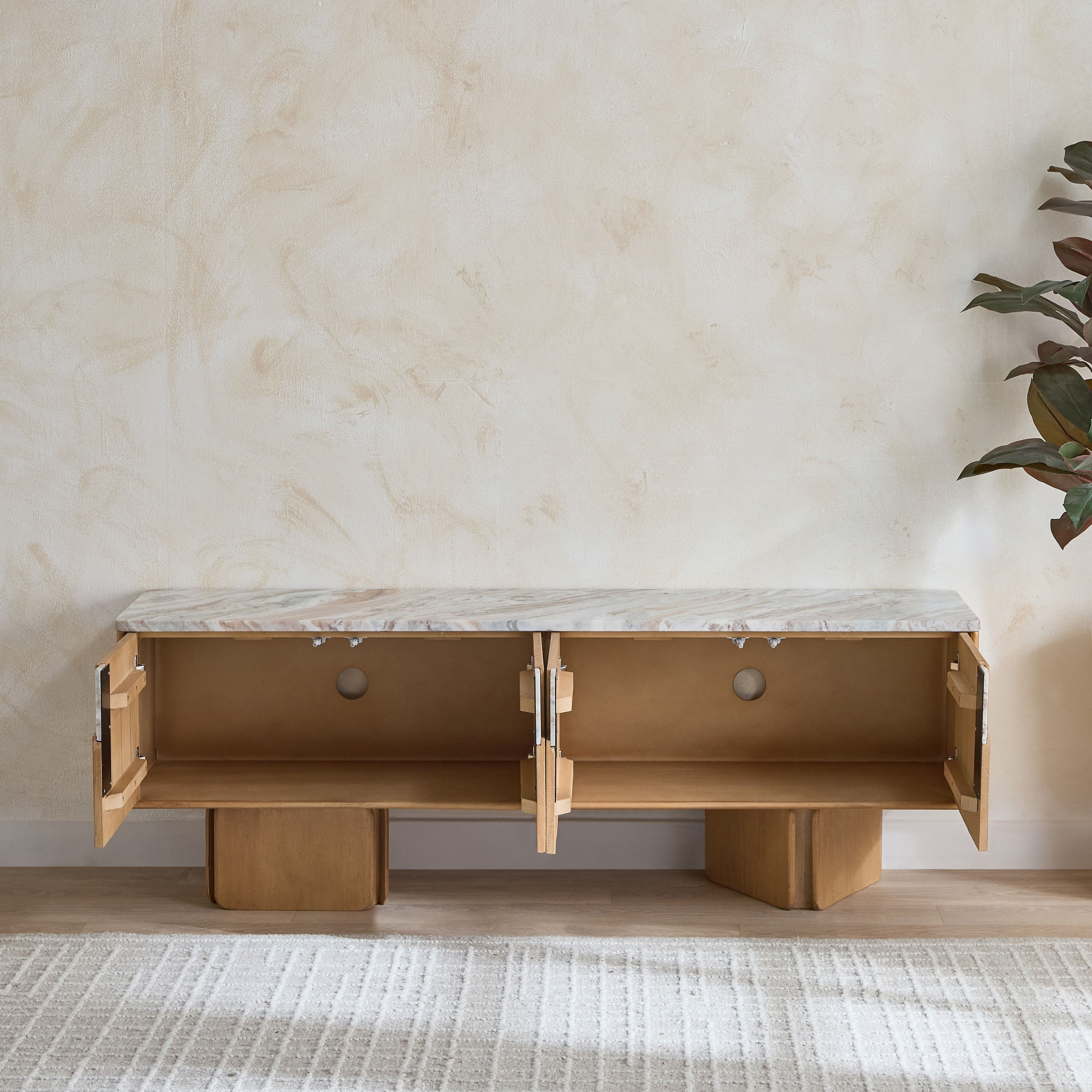 Cavon Bellmar 1.6 Meter Solid Wood TV Unit with Genuine Marble Top for TV's up to 70 inches-hbxlivingroom-mediaunitsandstorage-tvunits-image-4
