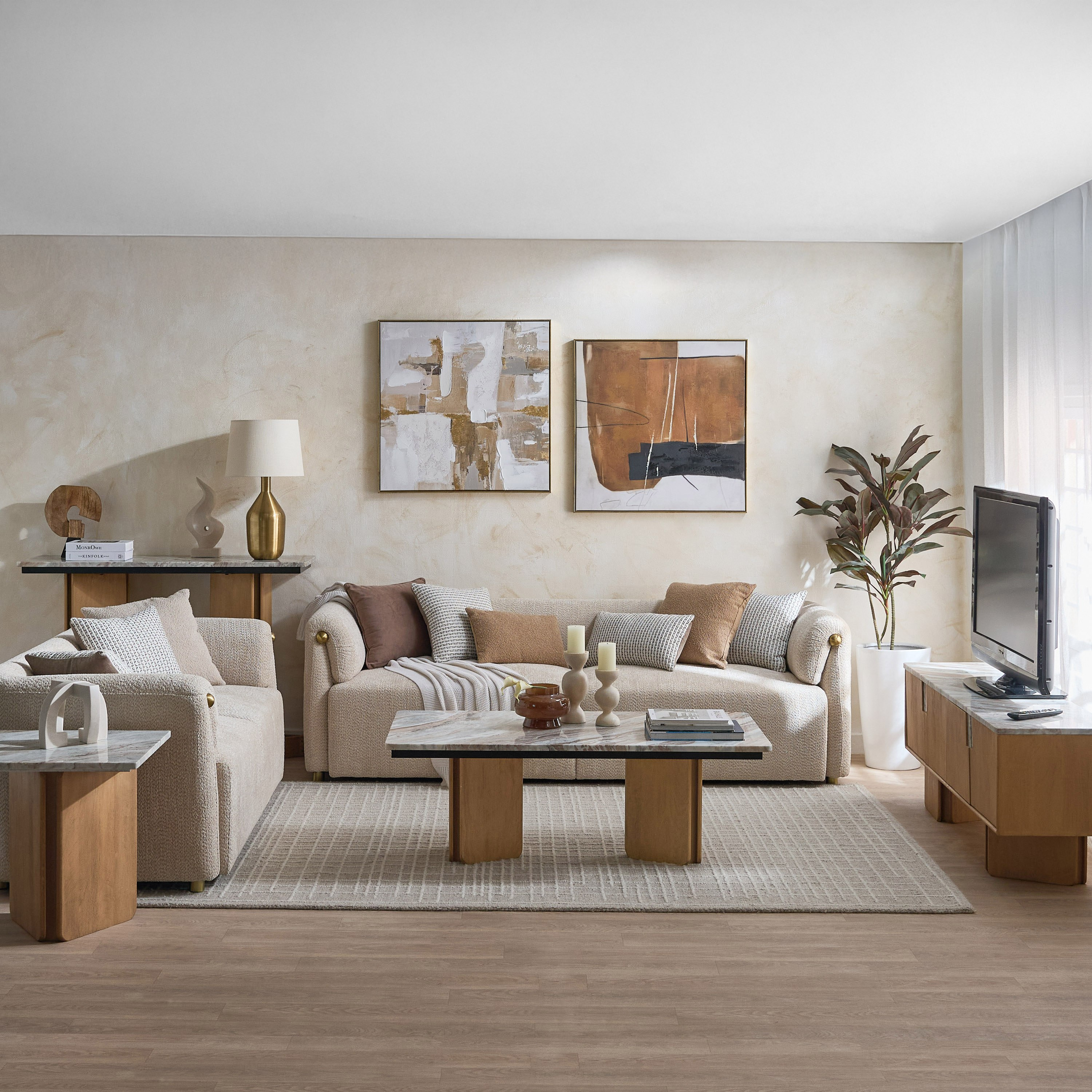 Cavon Bellmar 1.6 Meter Solid Wood TV Unit with Genuine Marble Top for TV's up to 70 inches-hbxlivingroom-mediaunitsandstorage-tvunits-image-9