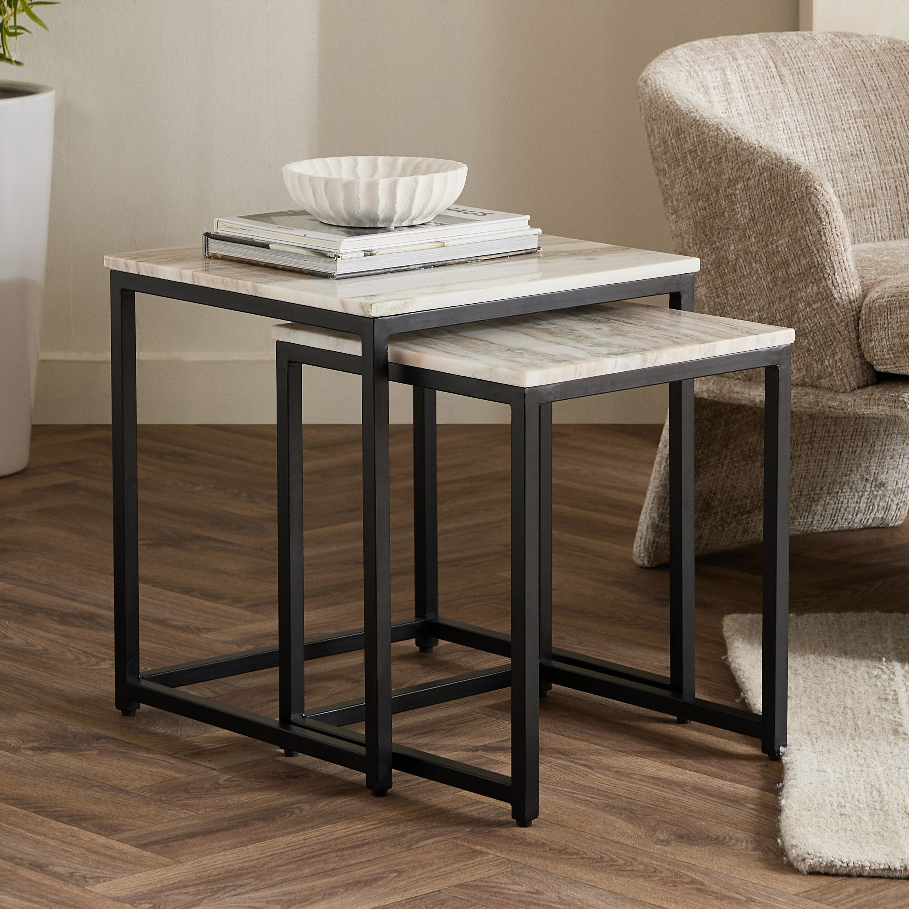 Cavon Vista Genuine Marble Top Nest of Tables - Set of 2-hbxfurniture-livingroom-nestingtables-image-2
