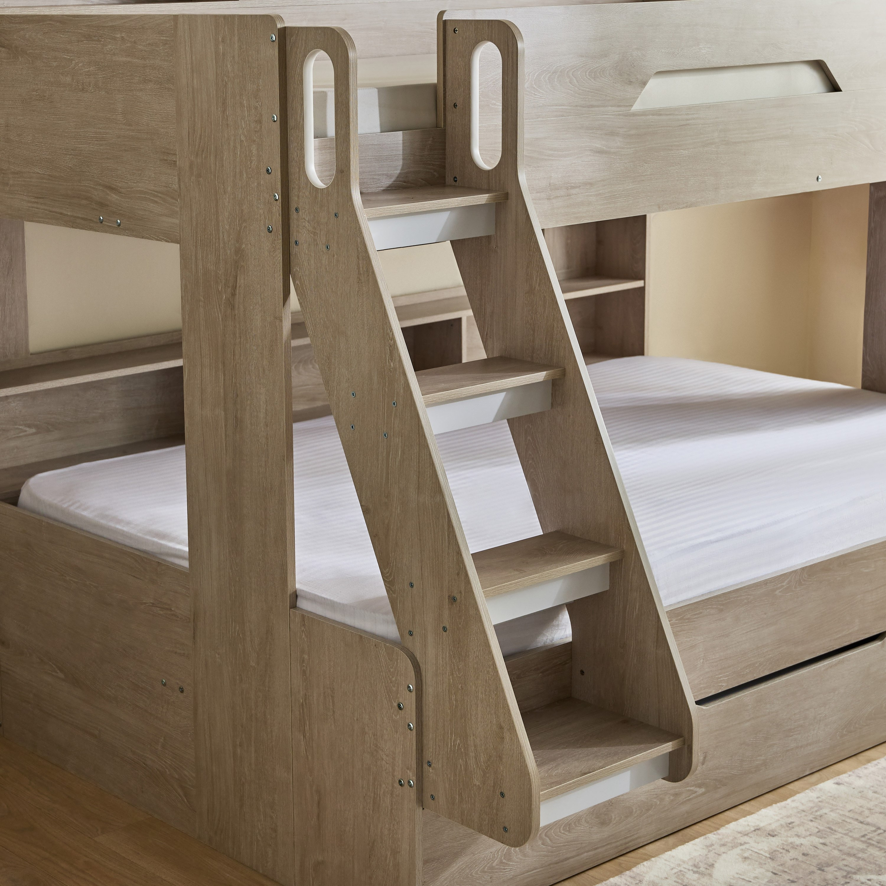 Ivory Halmstad Single Bunk Bed with Trundle - 90x200 and 120x200 cm-hbxkidsandyouth-bedsandbedsets-bunkbeds-single-image-3