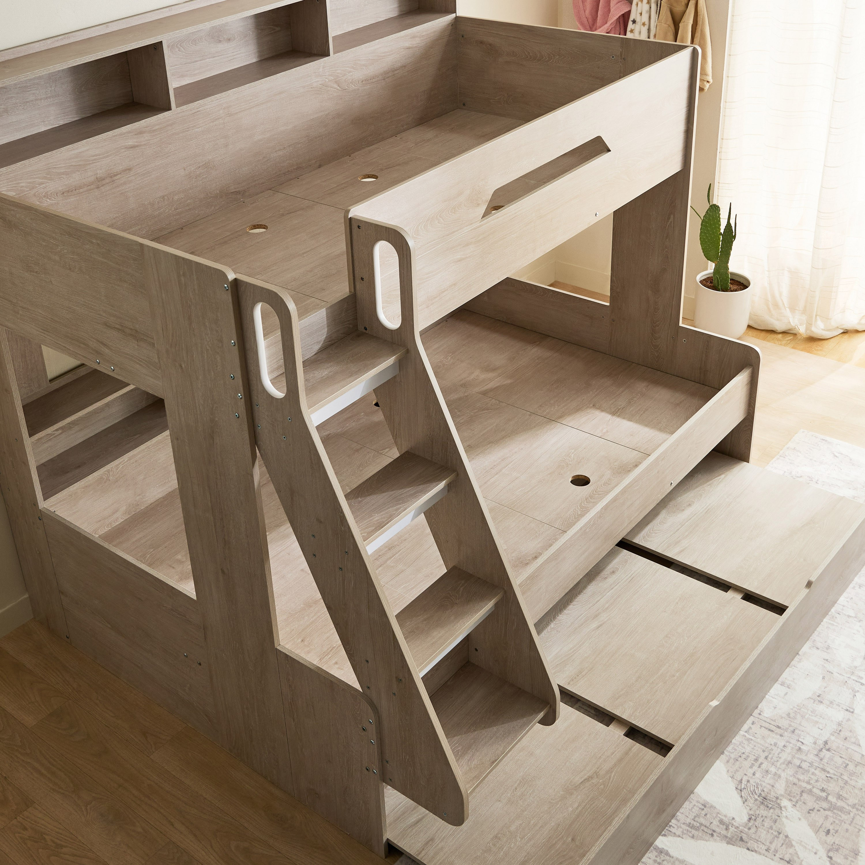 Ivory Halmstad Single Bunk Bed with Trundle - 90x200 and 120x200 cm-hbxkidsandyouth-bedsandbedsets-bunkbeds-single-image-7