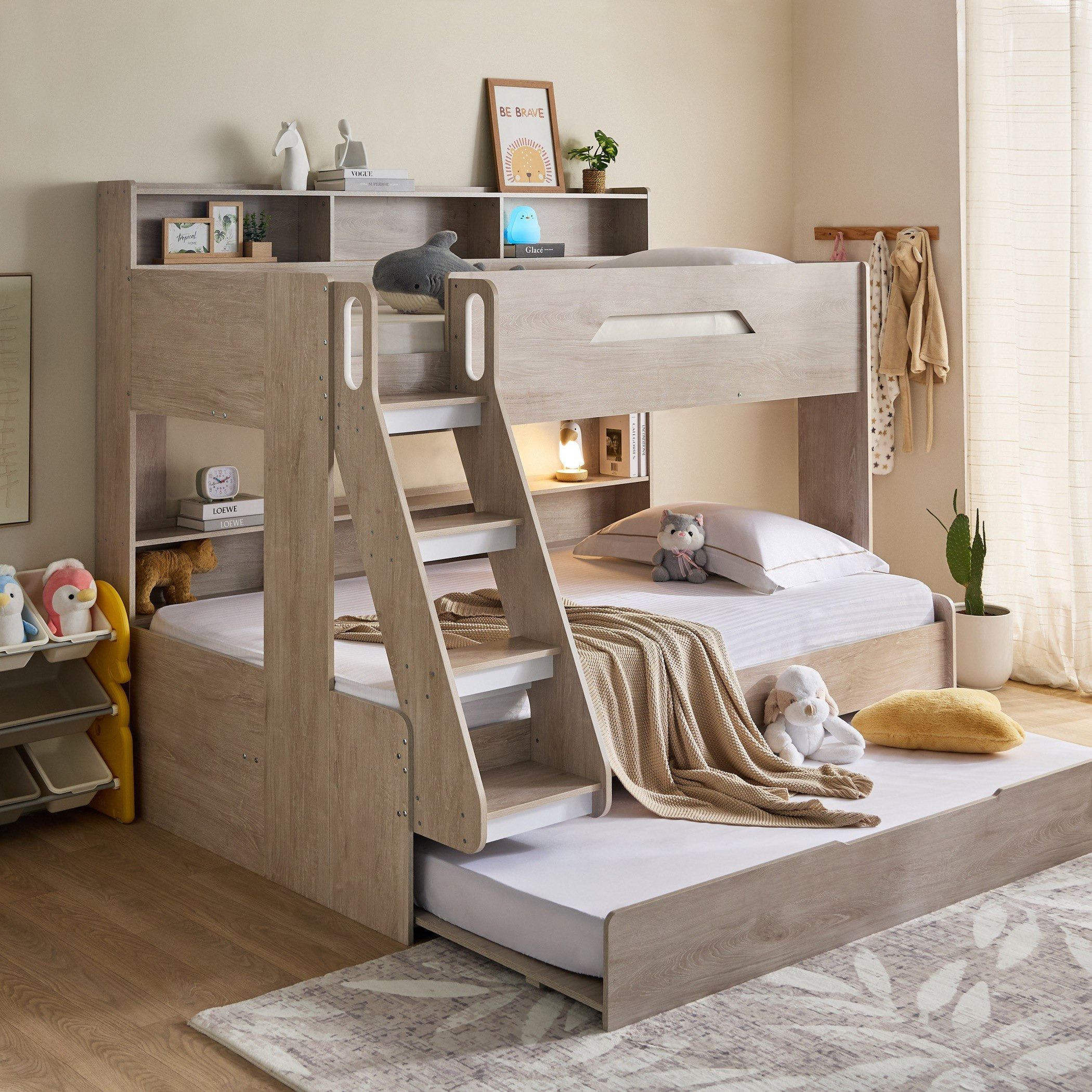 Ivory Halmstad Single Bunk Bed with Trundle - 90x200 and 120x200 cm-hbxkidsandyouth-bedsandbedsets-bunkbeds-single-image-9