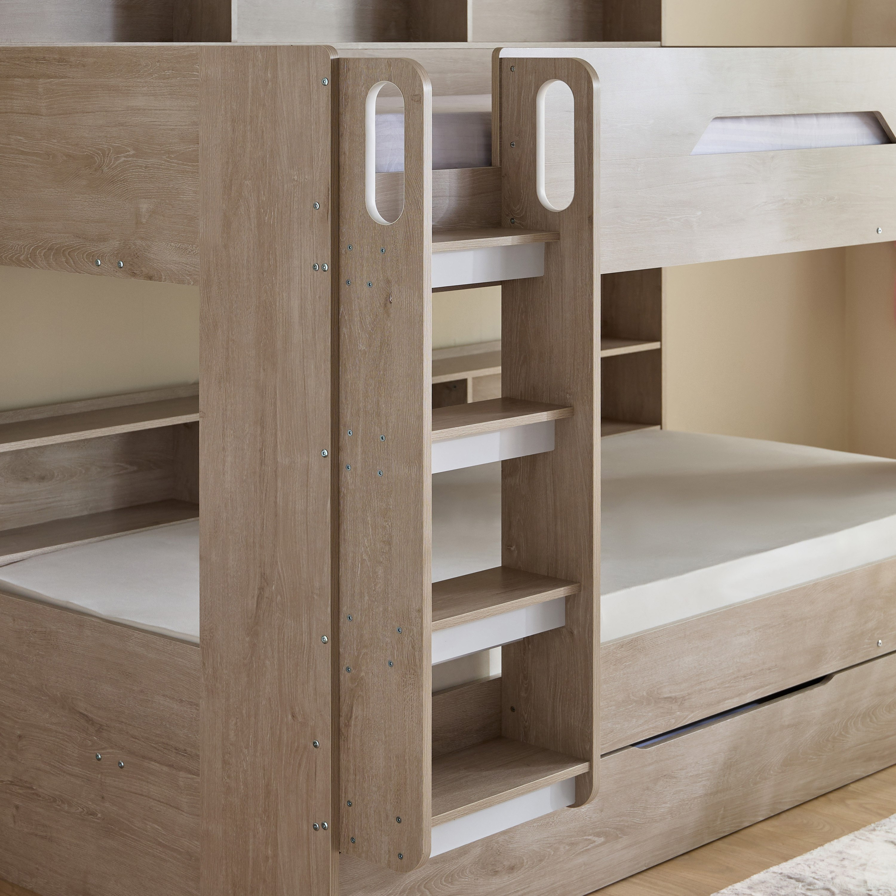 Ivory Halmstad Single Bunk Bed with Trundle - 90x200 cm-hbxkidsandyouth-bedsandbedsets-bunkbeds-single-image-3