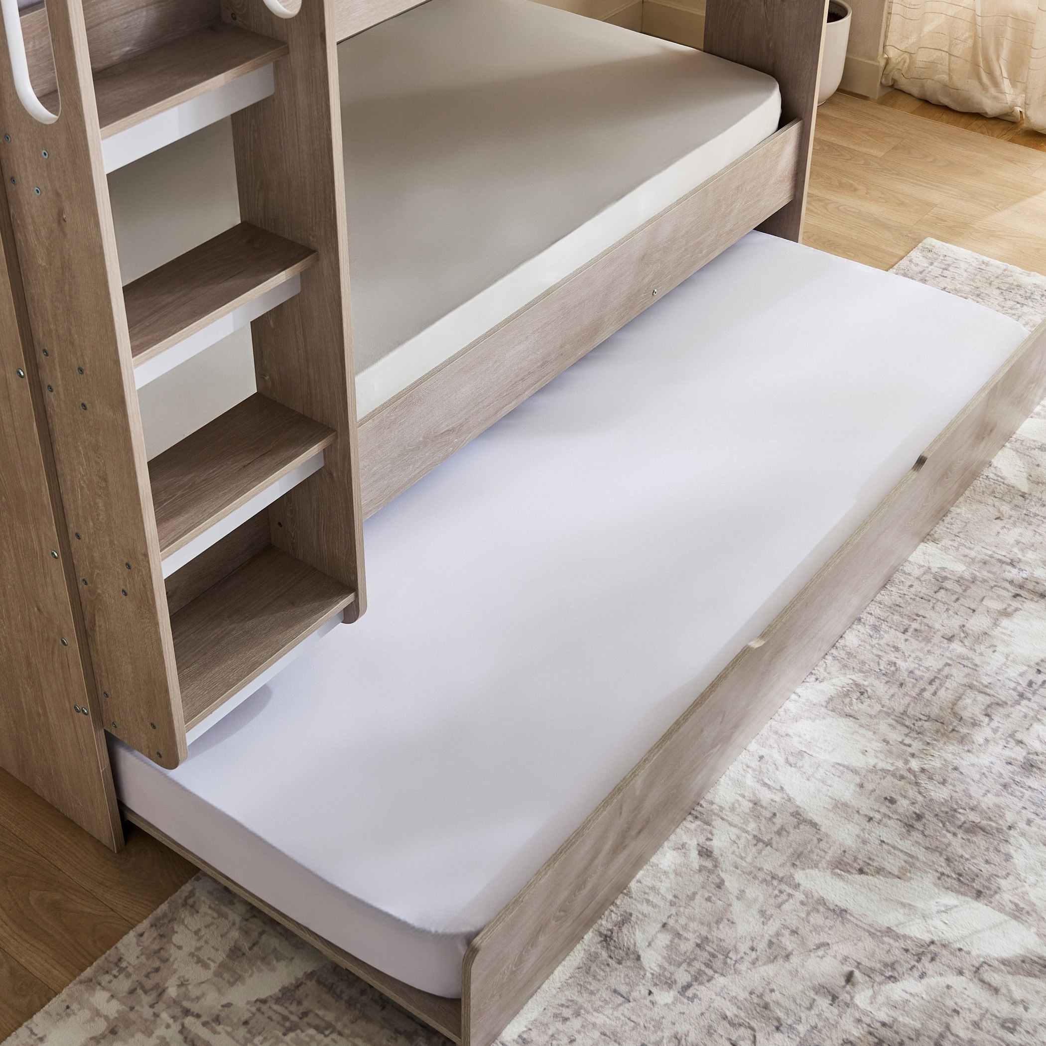 Ivory Halmstad Single Bunk Bed with Trundle - 90x200 cm-hbxkidsandyouth-bedsandbedsets-bunkbeds-single-image-5