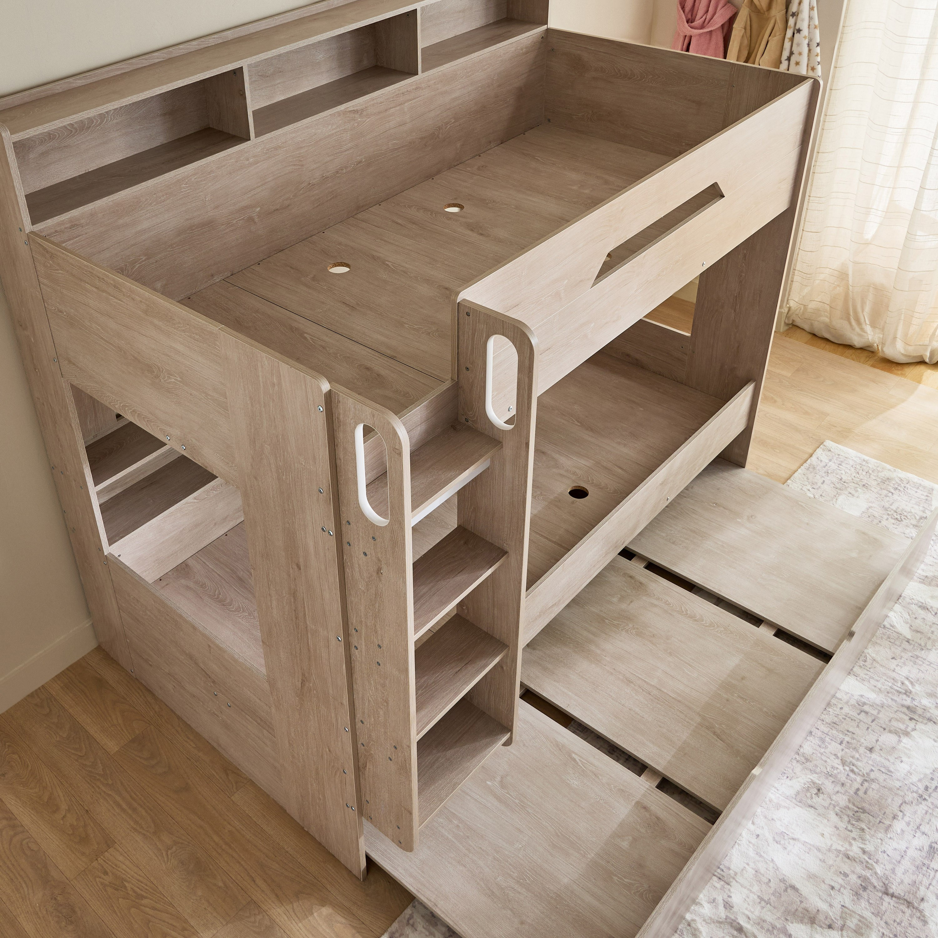 Ivory Halmstad Single Bunk Bed with Trundle - 90x200 cm-hbxkidsandyouth-bedsandbedsets-bunkbeds-single-image-7