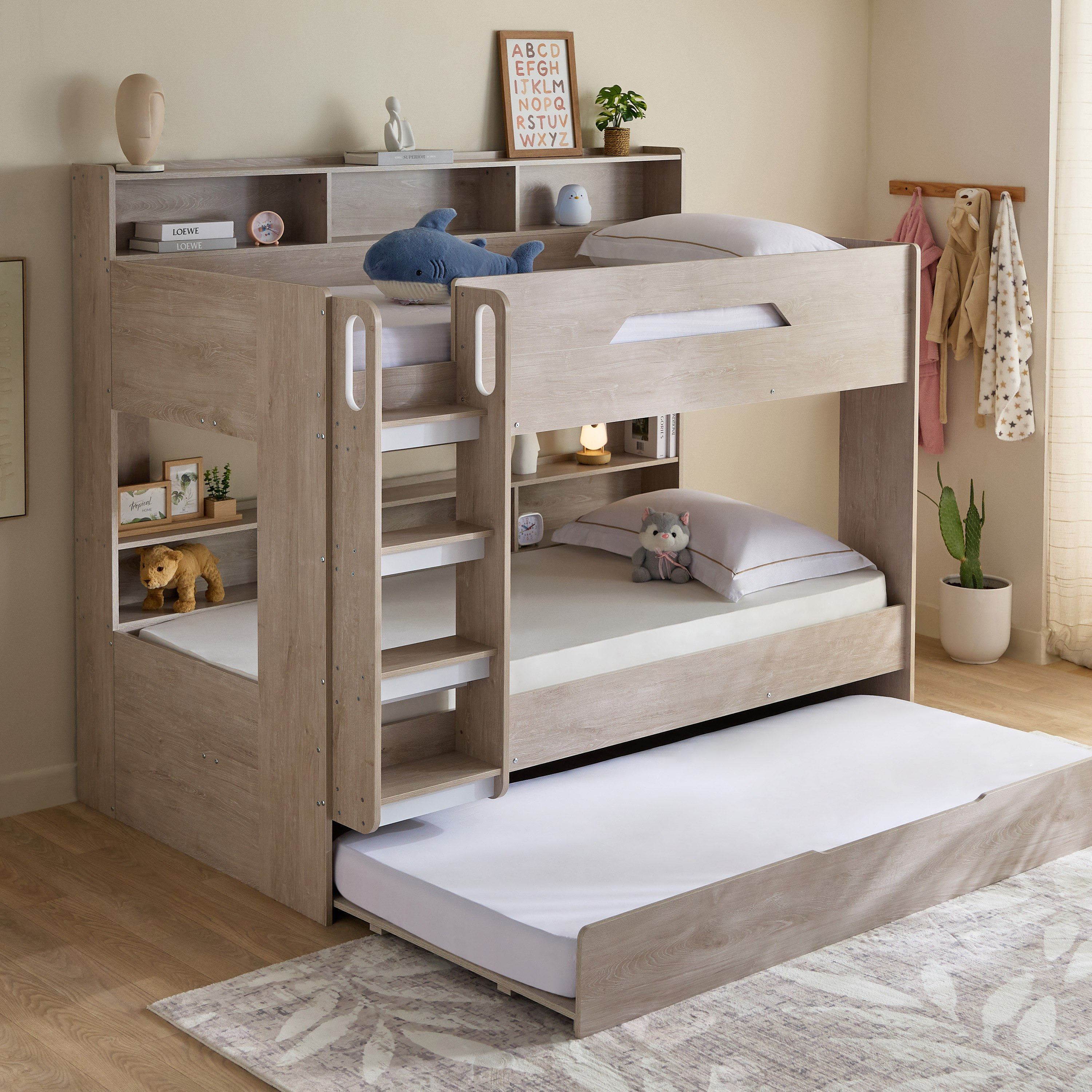 Ivory Halmstad Single Bunk Bed with Trundle - 90x200 cm-hbxkidsandyouth-bedsandbedsets-bunkbeds-single-image-9