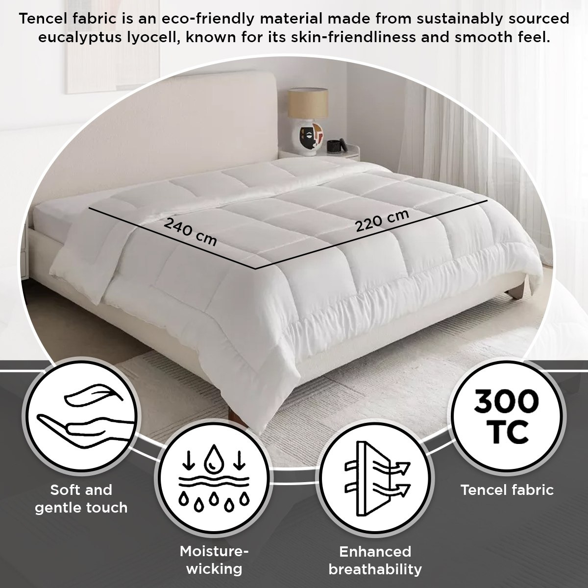 Tencelbliss 300 Thread Count Tencel Super King Duvet Inner - 240x220 cm-hbxhomeware-hbxbedroom-image-8