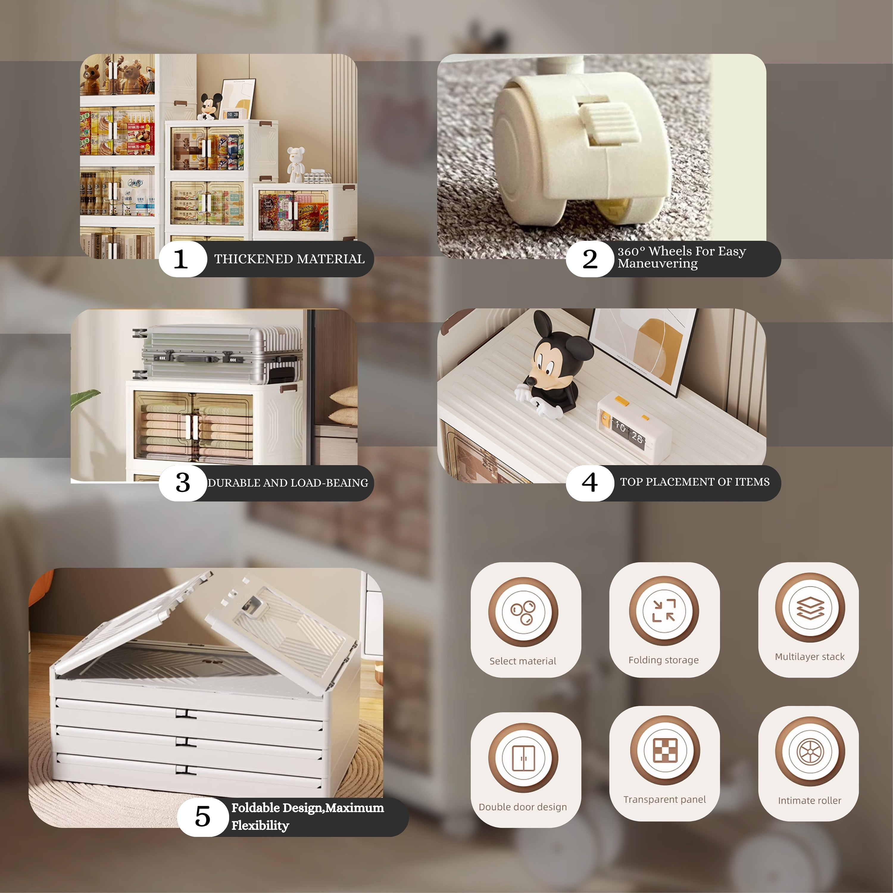 صندوق تخزين بلاستيك قابل للطي 3 مستويات من جين - 60x34x102 سم-hbxbedroom-bedroomaccessories-bedroomstorage-image-2