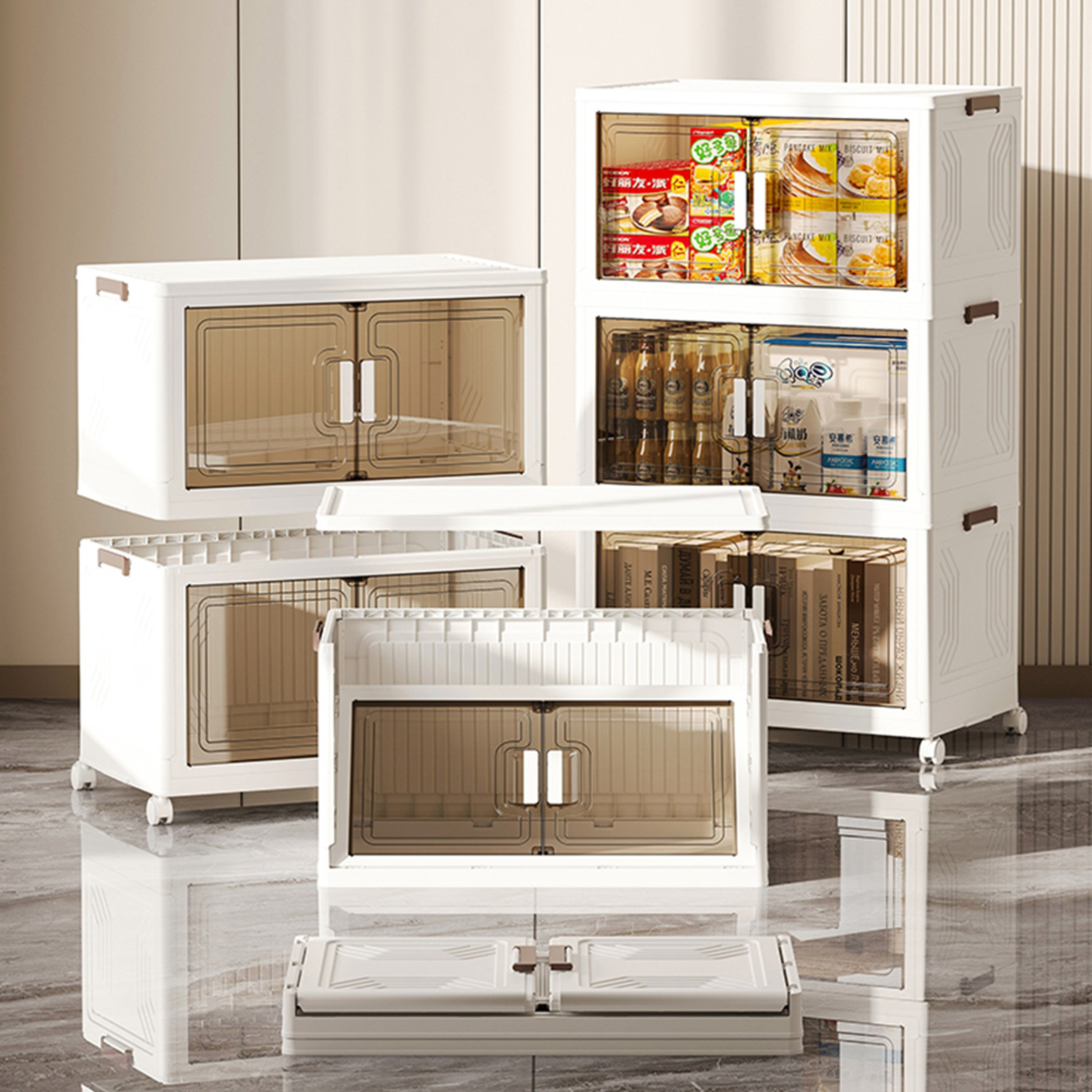 صندوق تخزين بلاستيك قابل للطي 3 مستويات من جين - 60x34x102 سم-hbxbedroom-bedroomaccessories-bedroomstorage-image-3