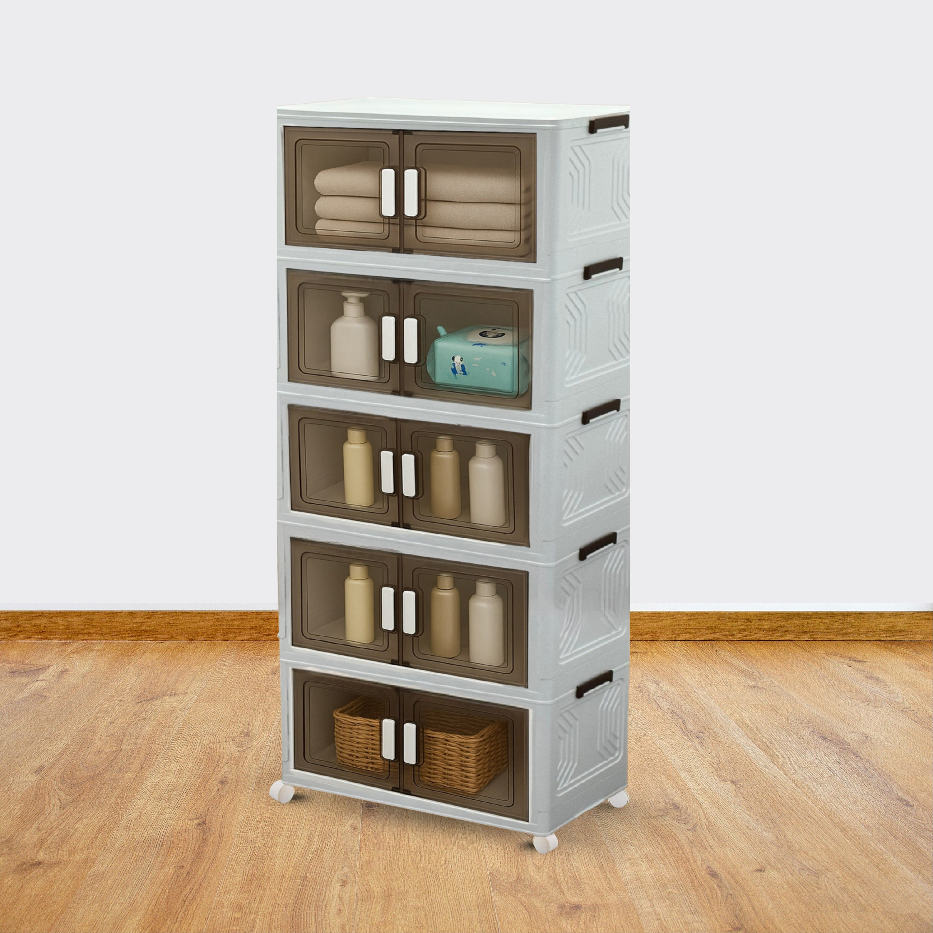 صندوق تخزين بلاستيك قابل للطي بـ5 طبقات من جين - 60×34×174 سم-hbxbedroom-bedroomaccessories-bedroomstorage-image-1
