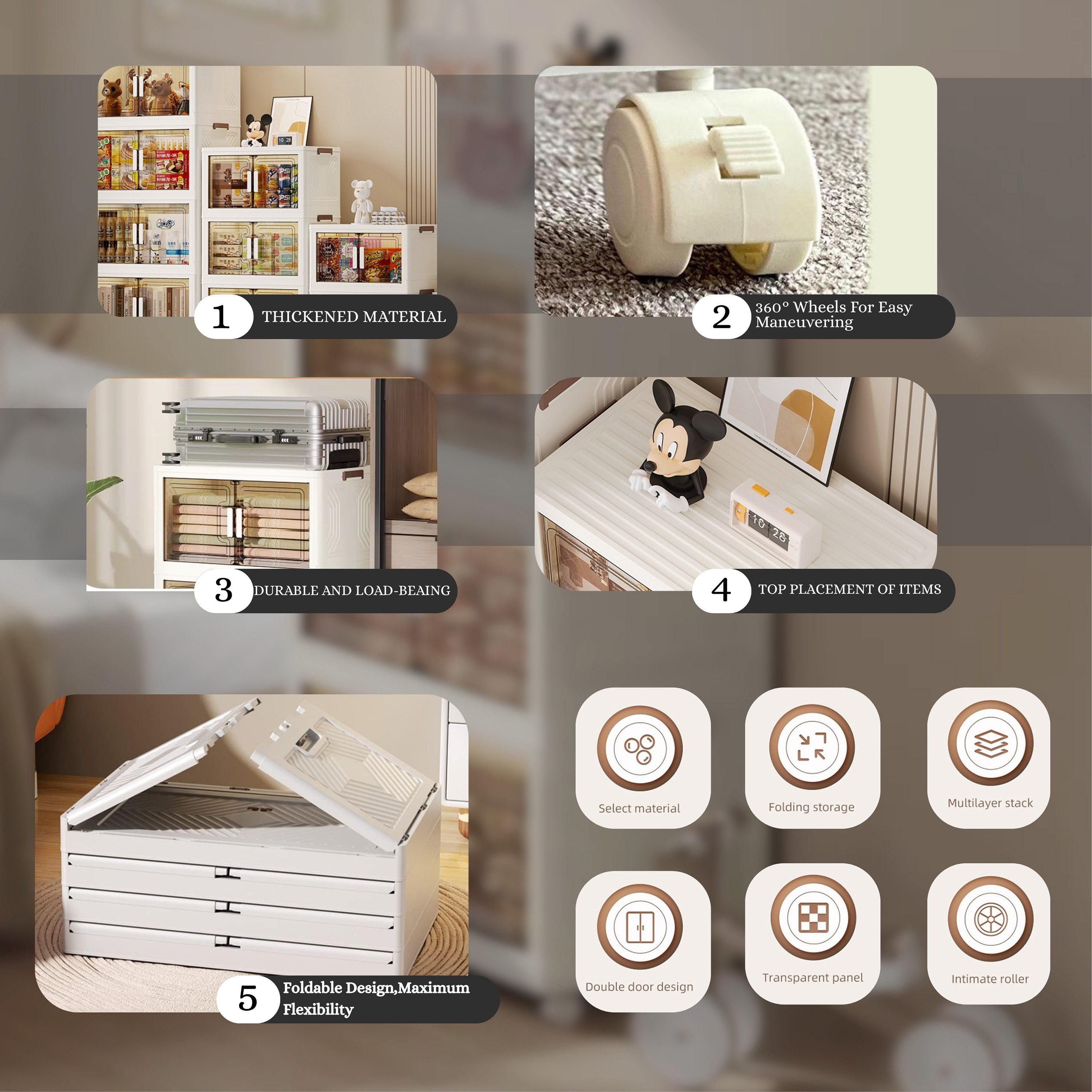 صندوق تخزين بلاستيك قابل للطي بـ5 طبقات من جين - 60×34×174 سم-hbxbedroom-bedroomaccessories-bedroomstorage-image-2