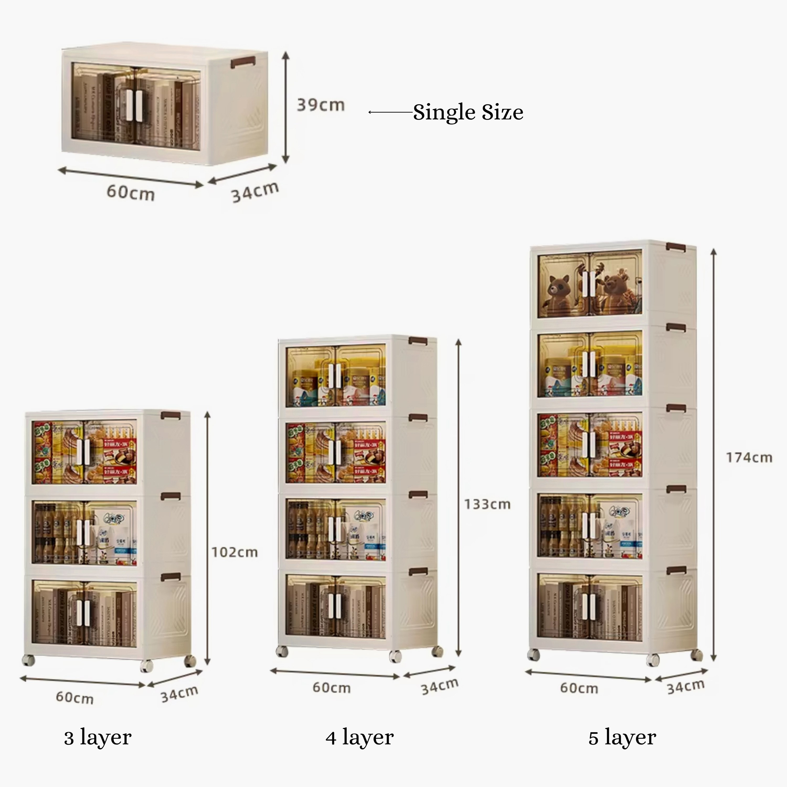 صندوق تخزين بلاستيك قابل للطي بـ5 طبقات من جين - 60×34×174 سم-hbxbedroom-bedroomaccessories-bedroomstorage-image-4