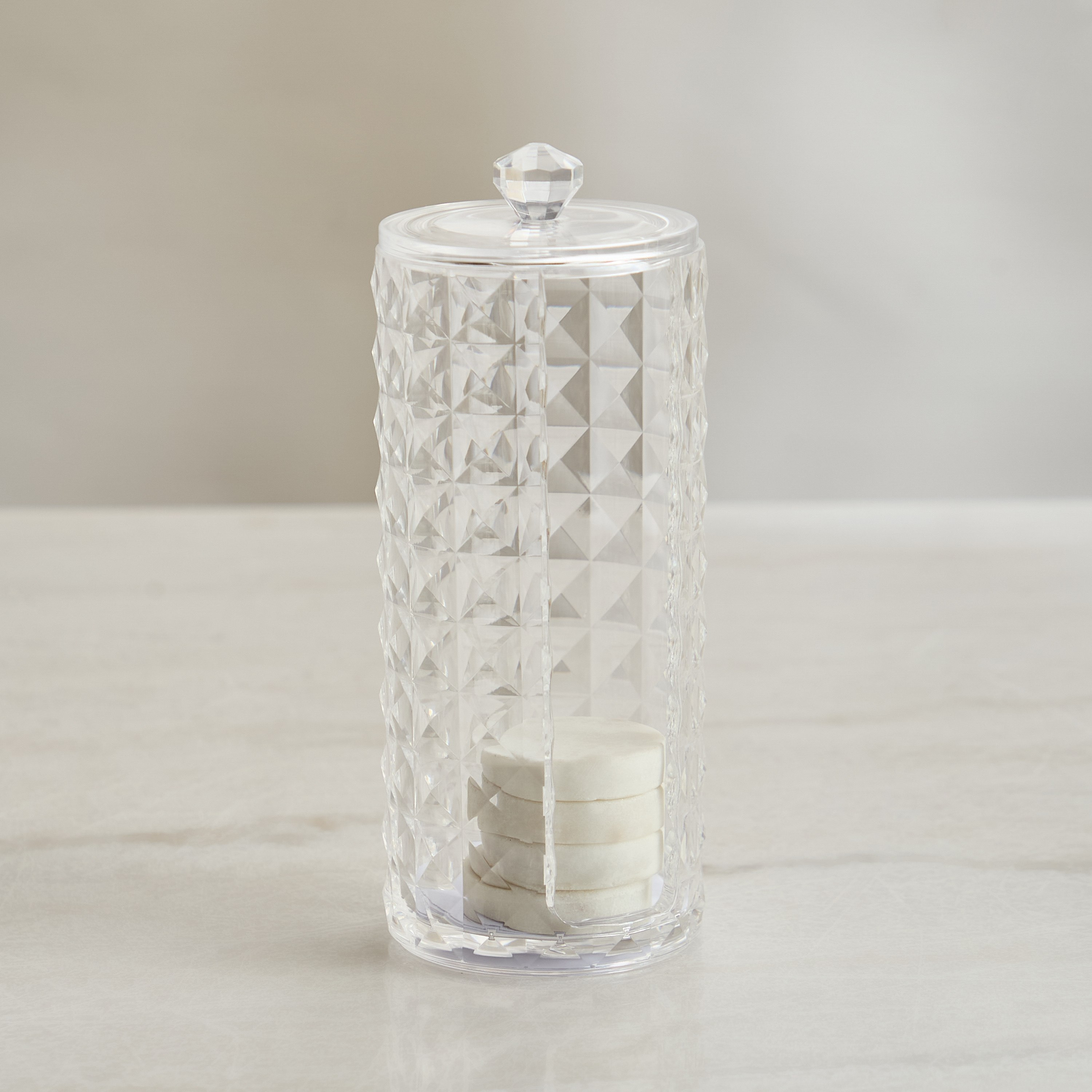 Crystal Cotton Pad Holder - 7.3x18.1 cm-hbxbedroom-bedroomaccessories-jewelleryboxesandholders-image-1