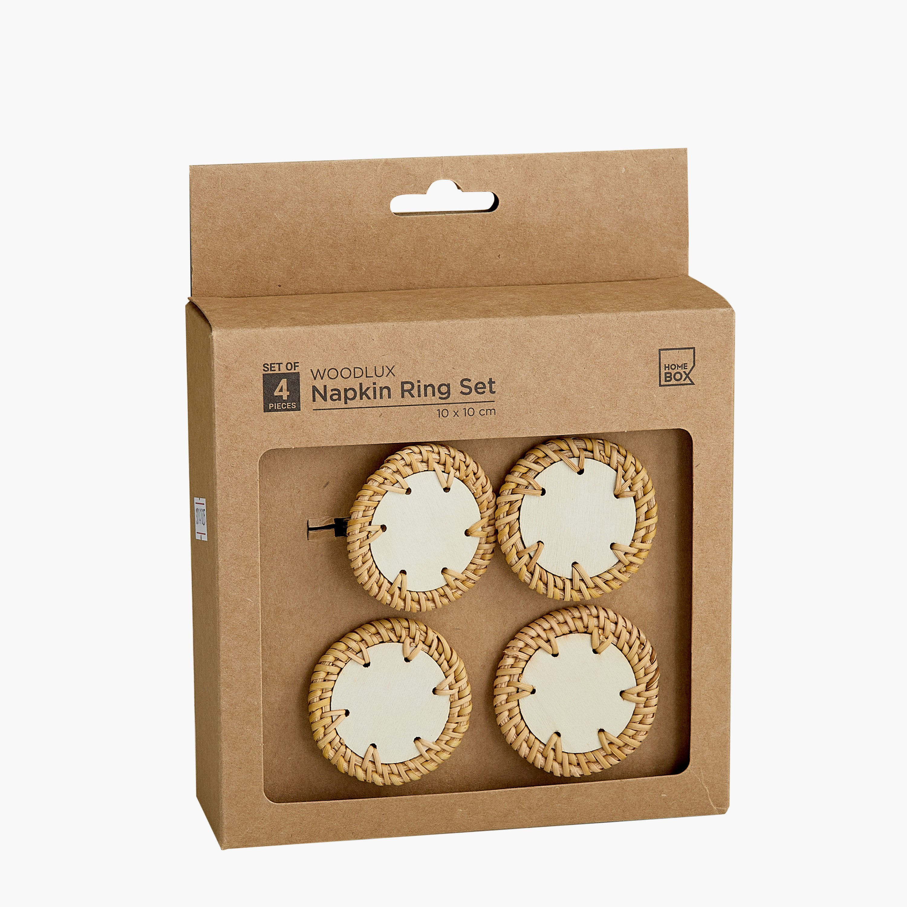 Woodlux 4-Piece Wooden Napkin Ring Set - 10x10 cm-hbxdecorandfurnishings-homefurnishings-tablelinens-image-5