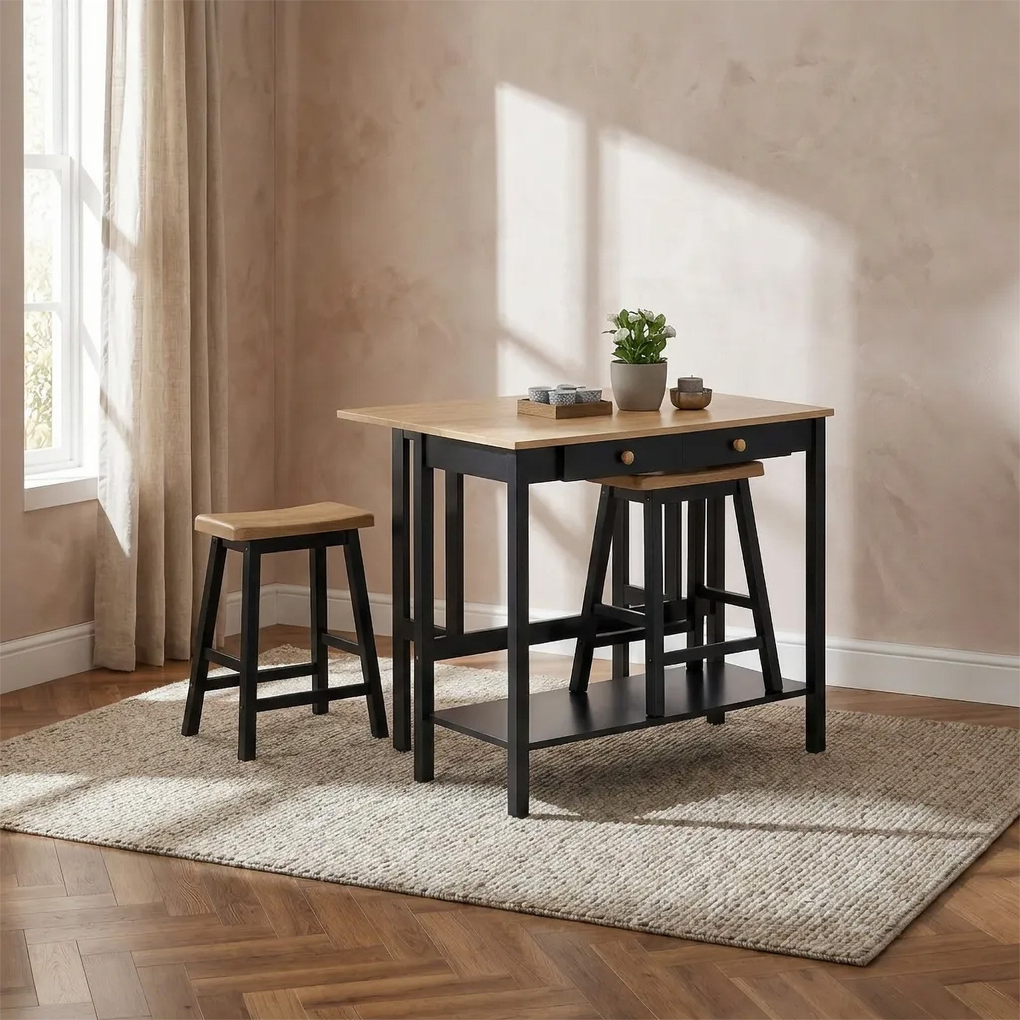 طقم سفرة مرتفع قابل للطي بمقعدين من نيستا-hbxfurniture-diningtablesandsets-diningsets-twoseater-image-2
