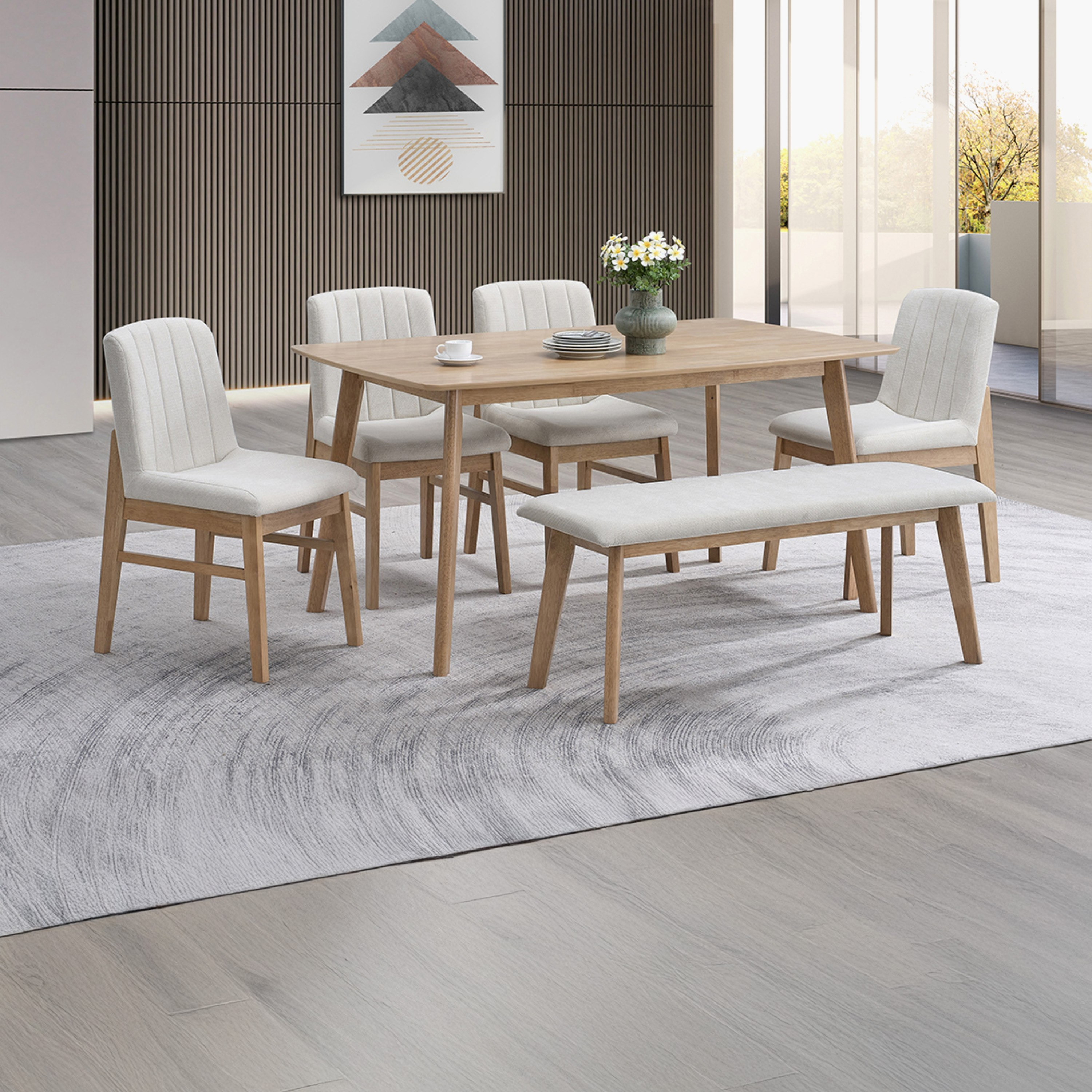 Movo Scandi Nxt 6-Seater Dining Set with Bench-hbxfurniture-diningtablesandsets-diningsets-sixseater-image-1