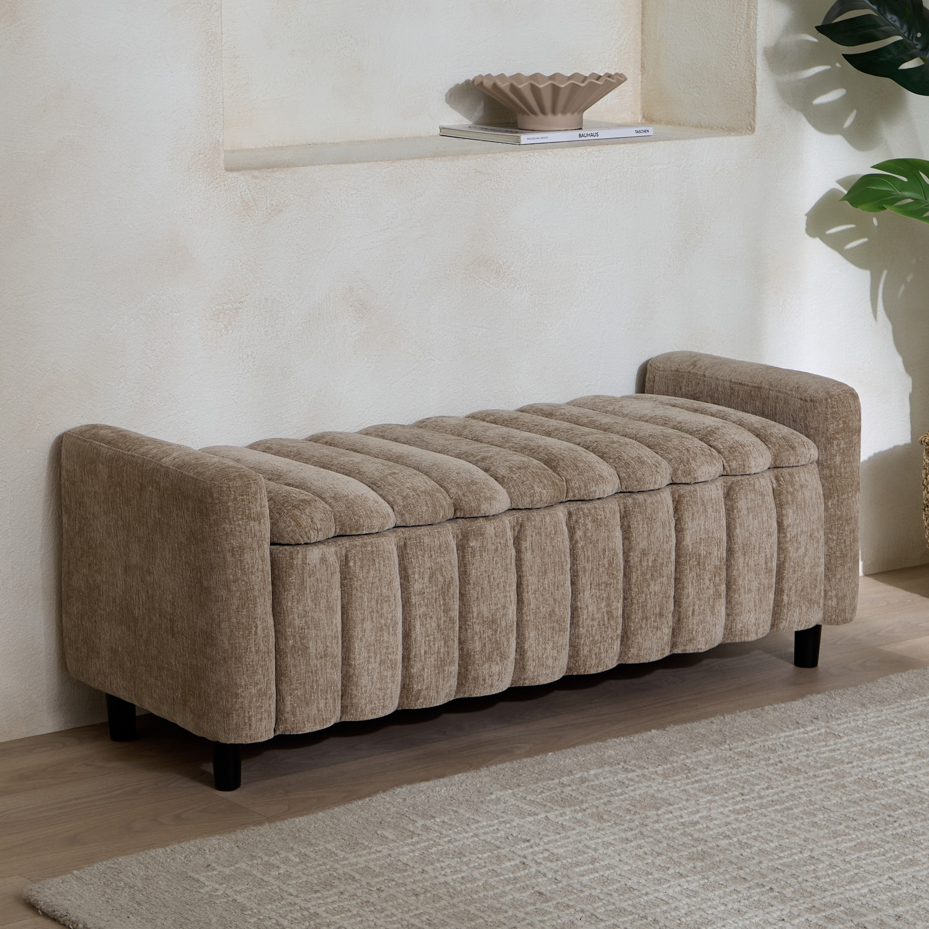 Lanso 2-Seater Fabric Bench with Storage-hbxfurniture-sofasandarmchairs-benches-image-1