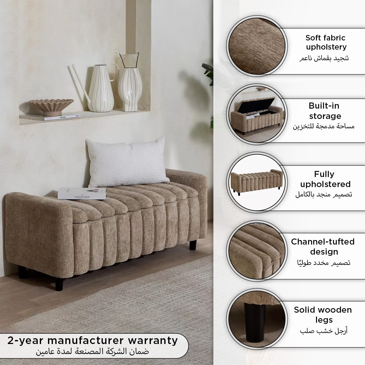 Lanso 2-Seater Fabric Bench with Storage-hbxfurniture-sofasandarmchairs-benches-image-10