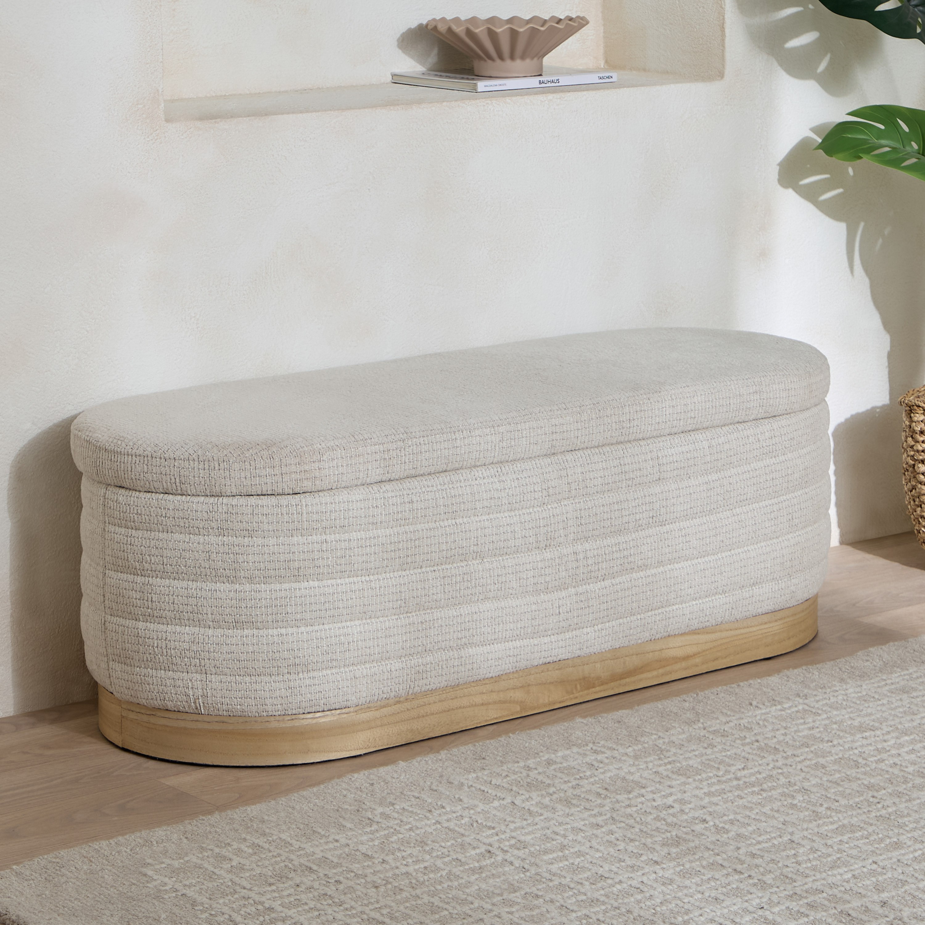 مقعد بنش قماش بمقعدين ومساحة تخزين من دارين-hbxfurniture-sofasandarmchairs-benches-image-1