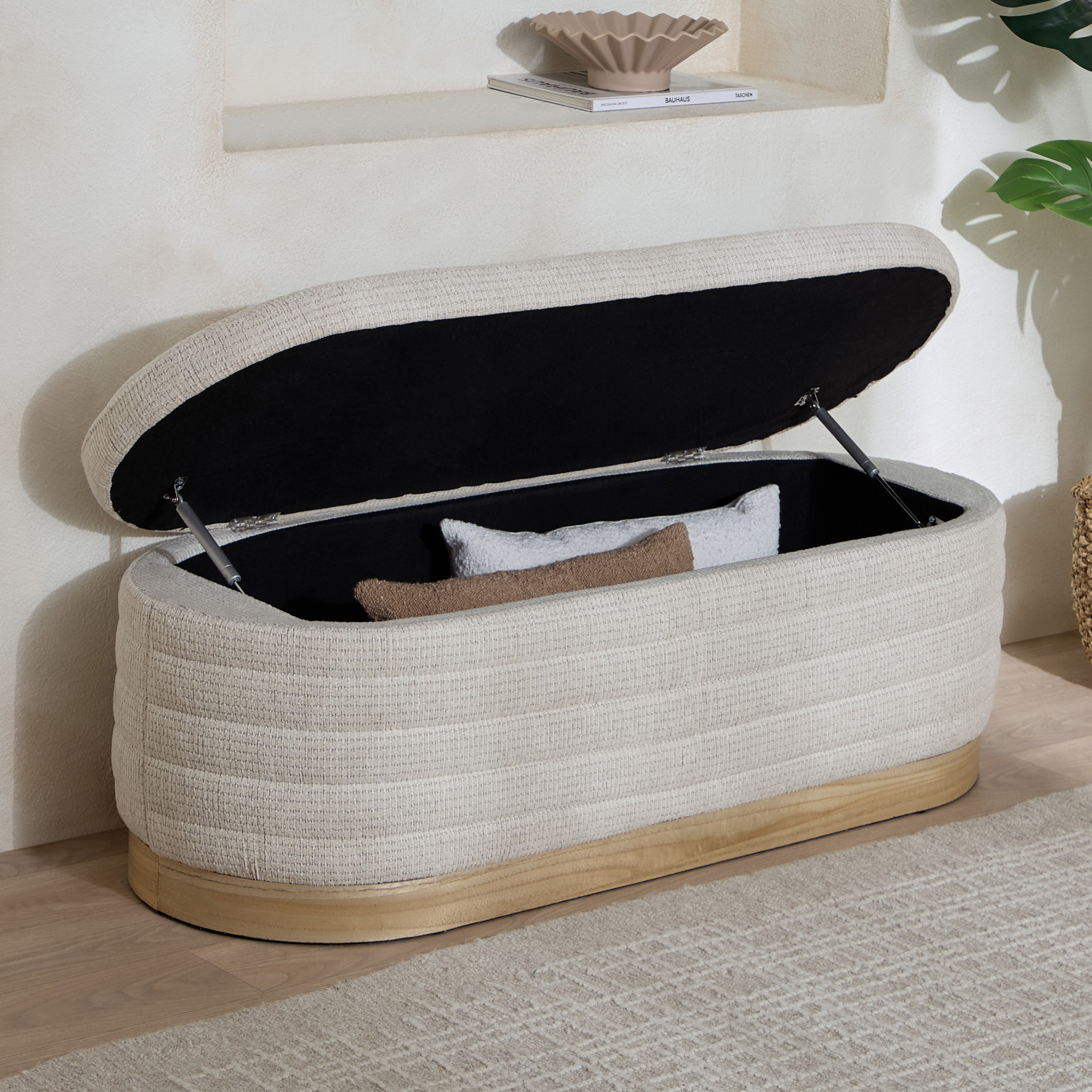 مقعد بنش قماش بمقعدين ومساحة تخزين من دارين-hbxfurniture-sofasandarmchairs-benches-image-2
