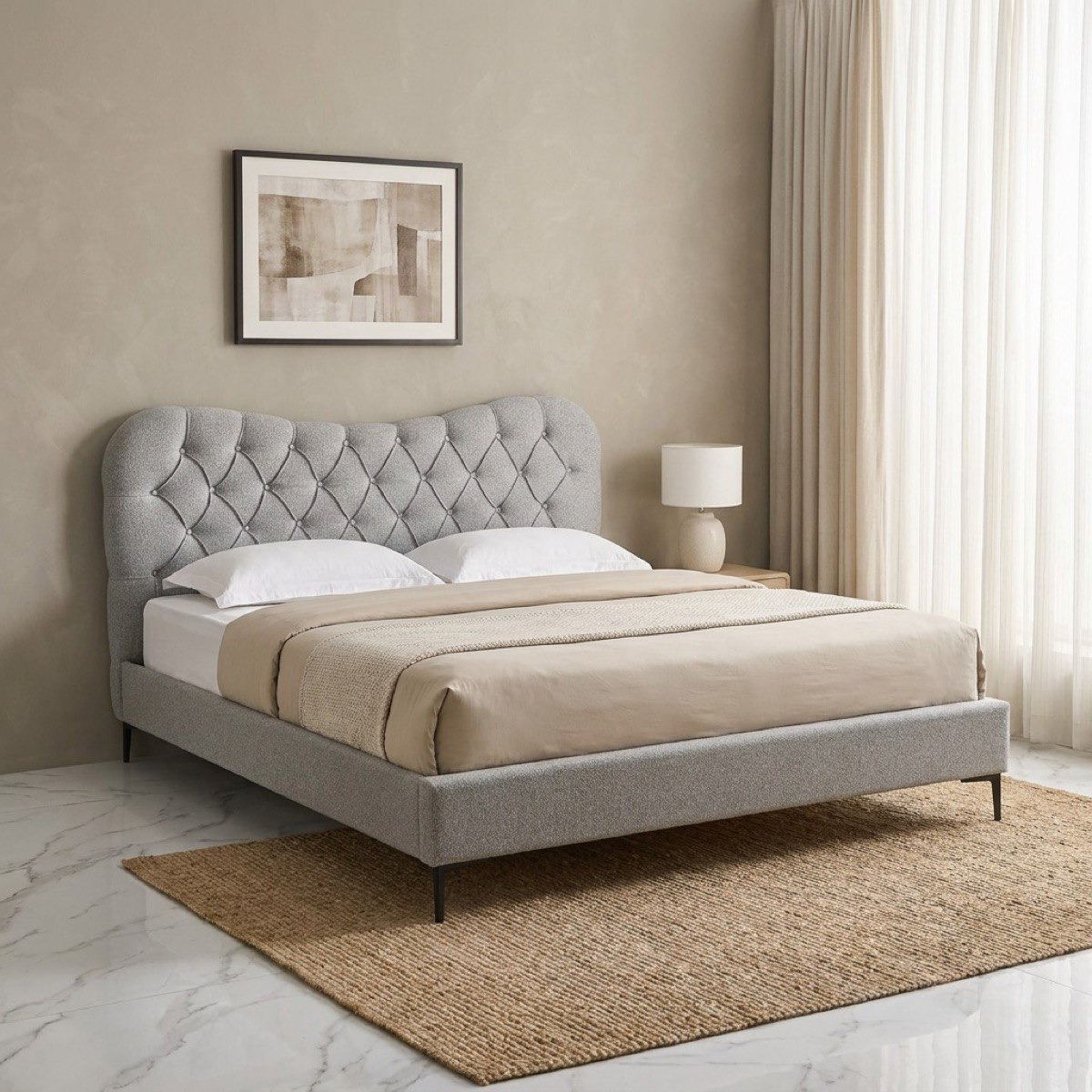 Movo Nordica Medora Upholstered King Bed - 180x200 cm-hbxfurniture-bedsandbedsets-beds-king-image-1