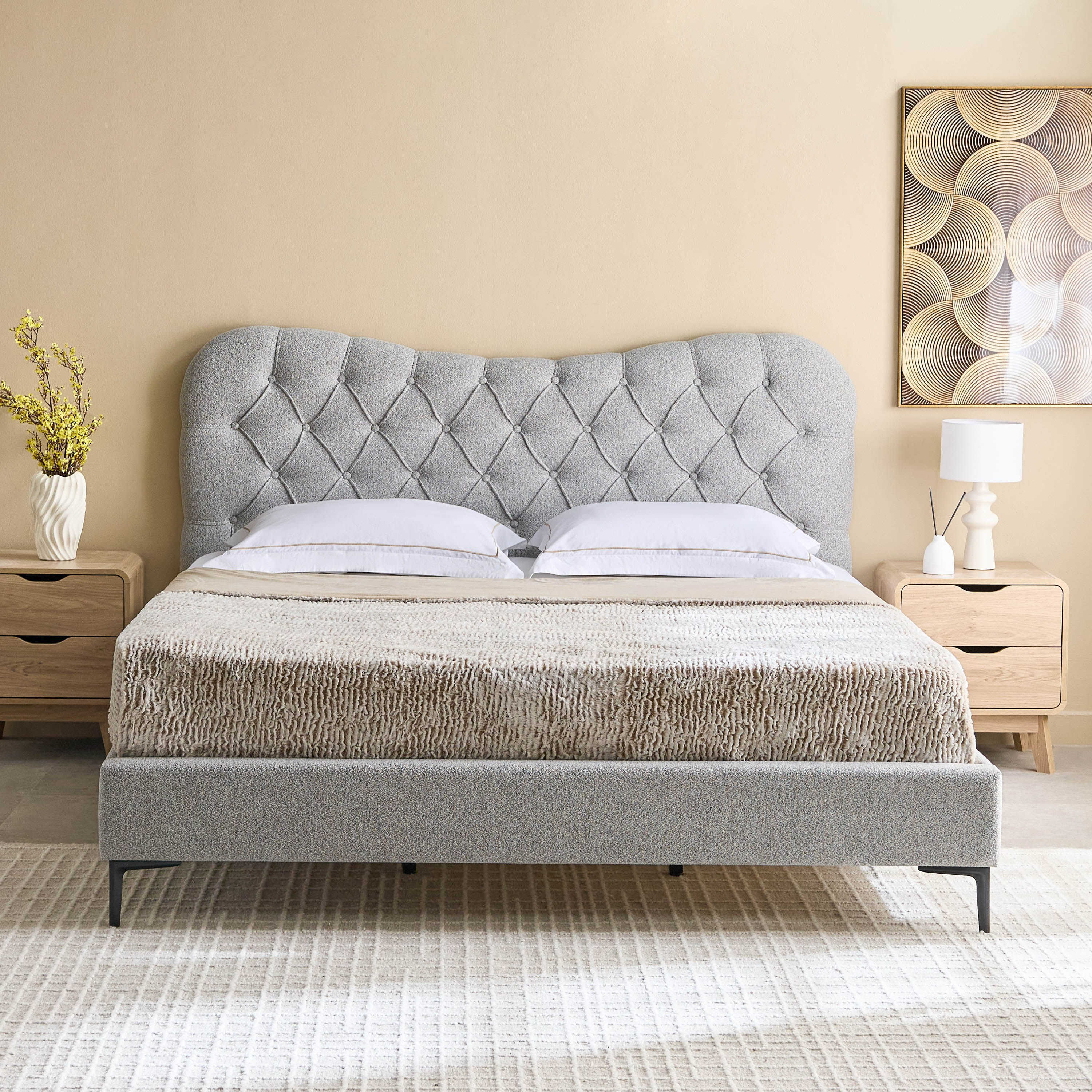 Movo Nordica Medora Upholstered King Bed - 180x200 cm-hbxfurniture-bedsandbedsets-beds-king-image-2