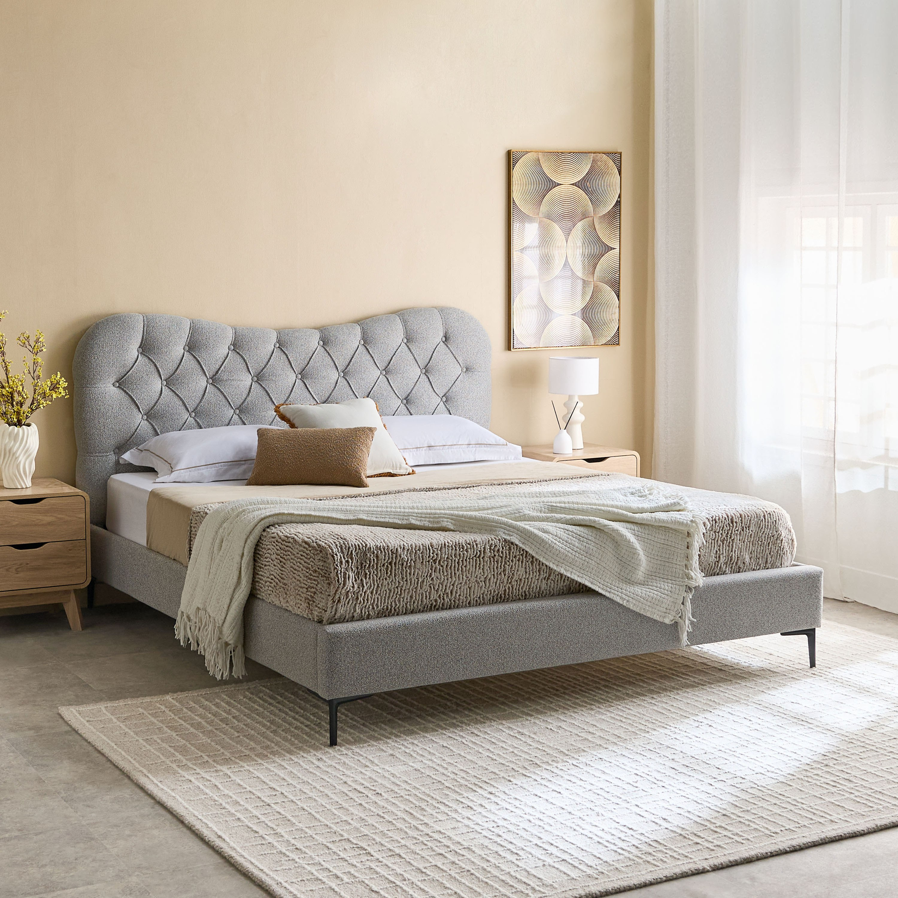 Movo Nordica Medora Upholstered King Bed - 180x200 cm-hbxfurniture-bedsandbedsets-beds-king-image-7