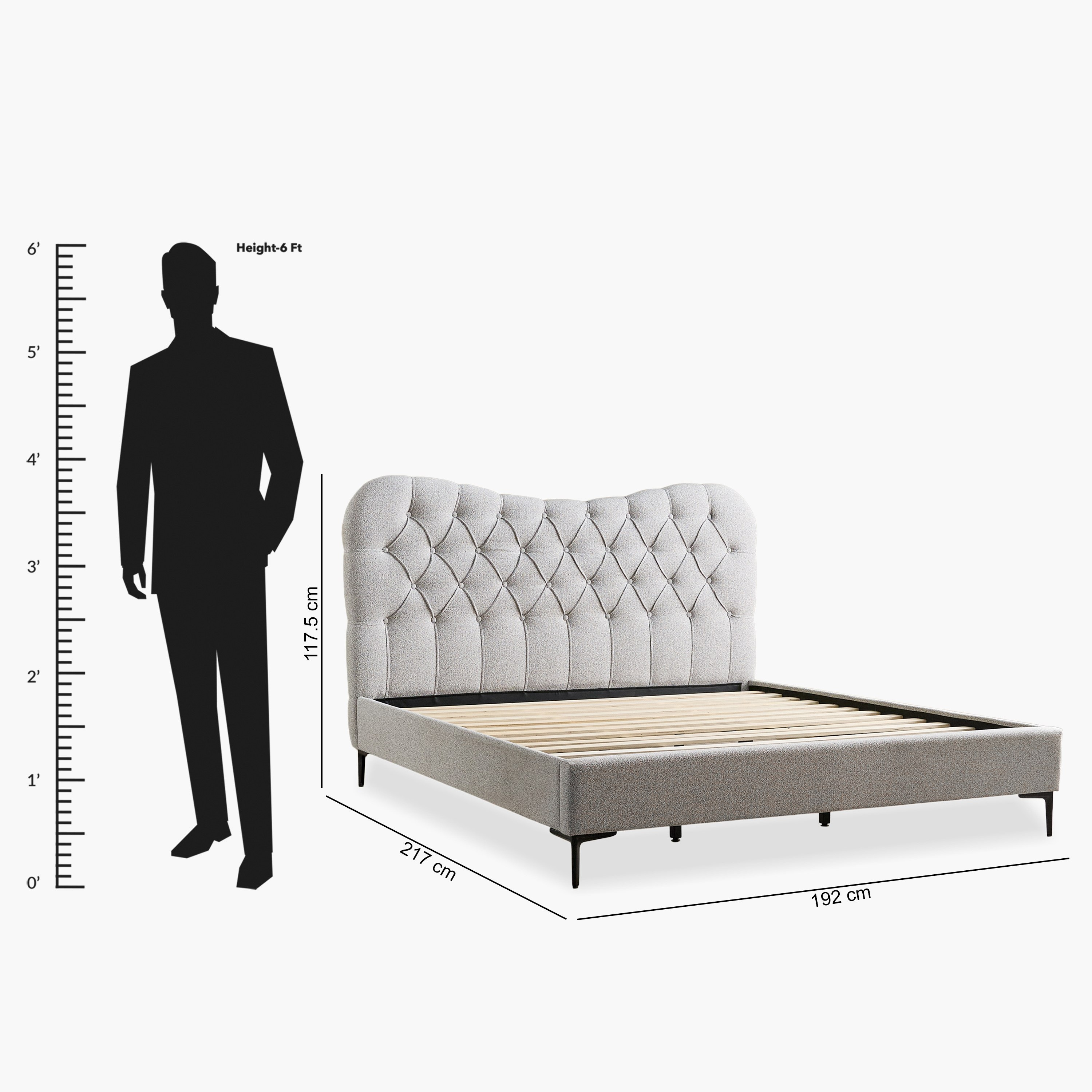 Movo Nordica Medora Upholstered King Bed - 180x200 cm-hbxfurniture-bedsandbedsets-beds-king-image-9