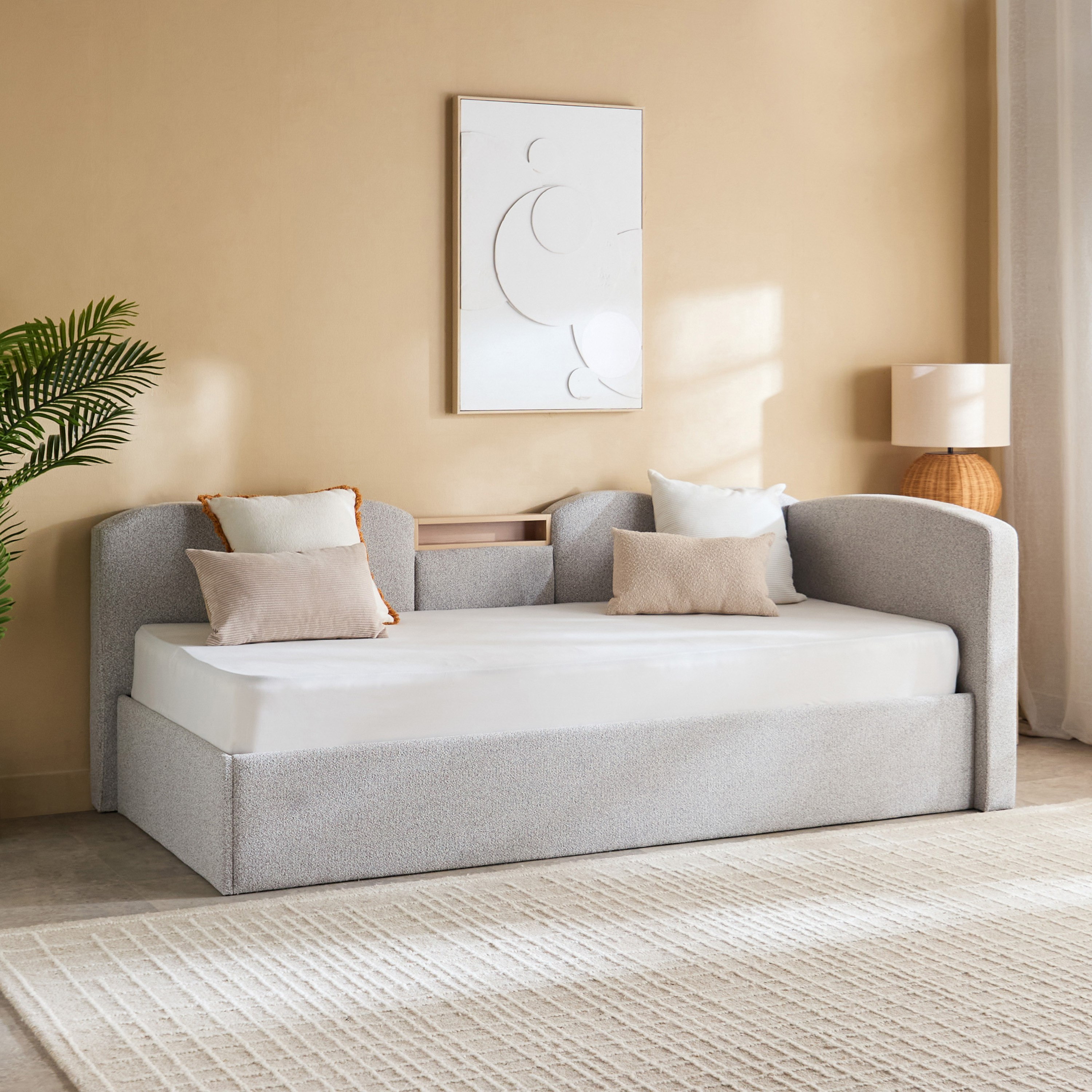Movo Nordica Malta Single Day Bed with Headboard Storage - 90x200 cm-hbxfurniture-bedsandbedsets-daybeds-image-1
