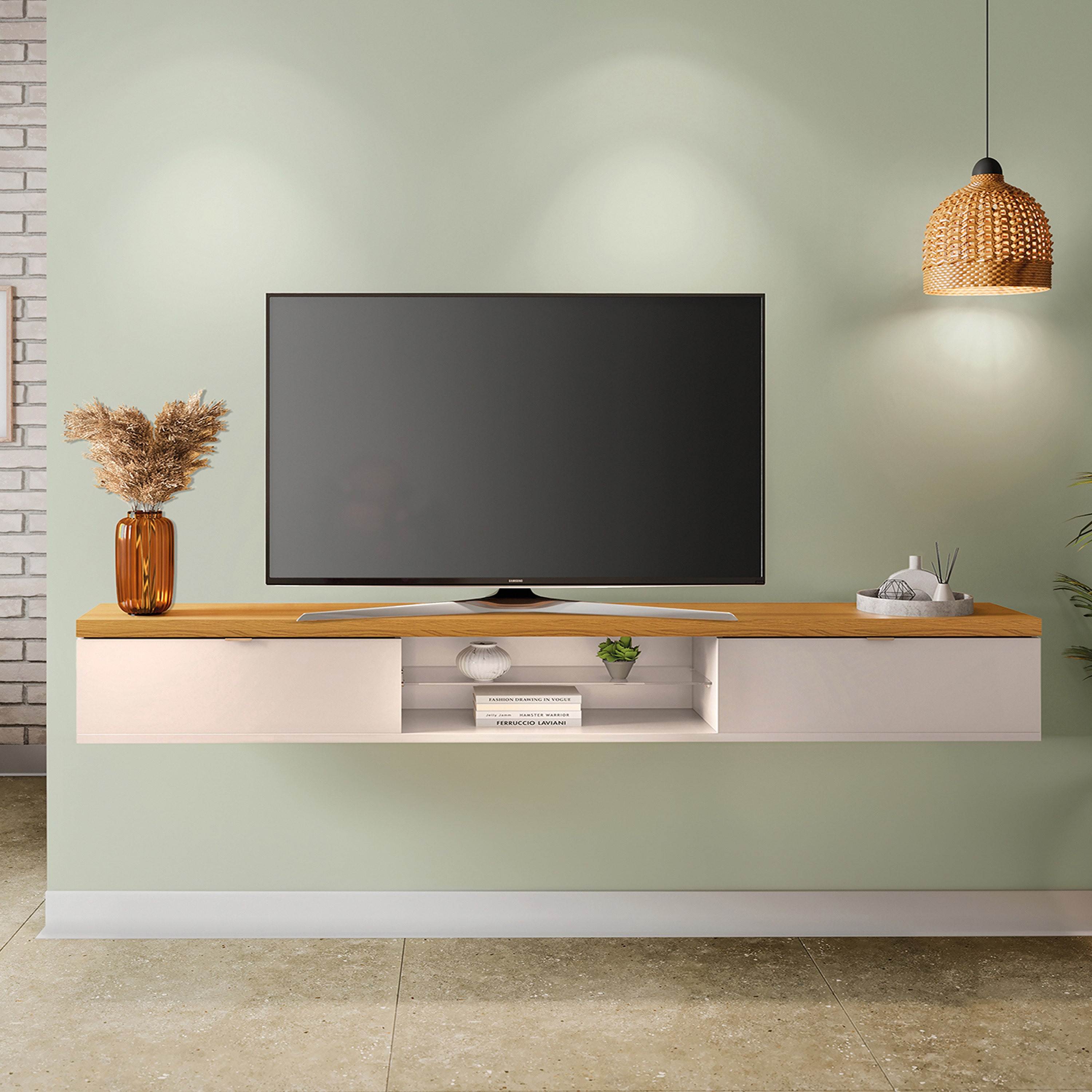 Movo Beneton 2.2 Meter Wall Mounted TV Unit for TV upto 85 inches-hbxlivingroom-mediaunitsandstorage-tvunits-image-1