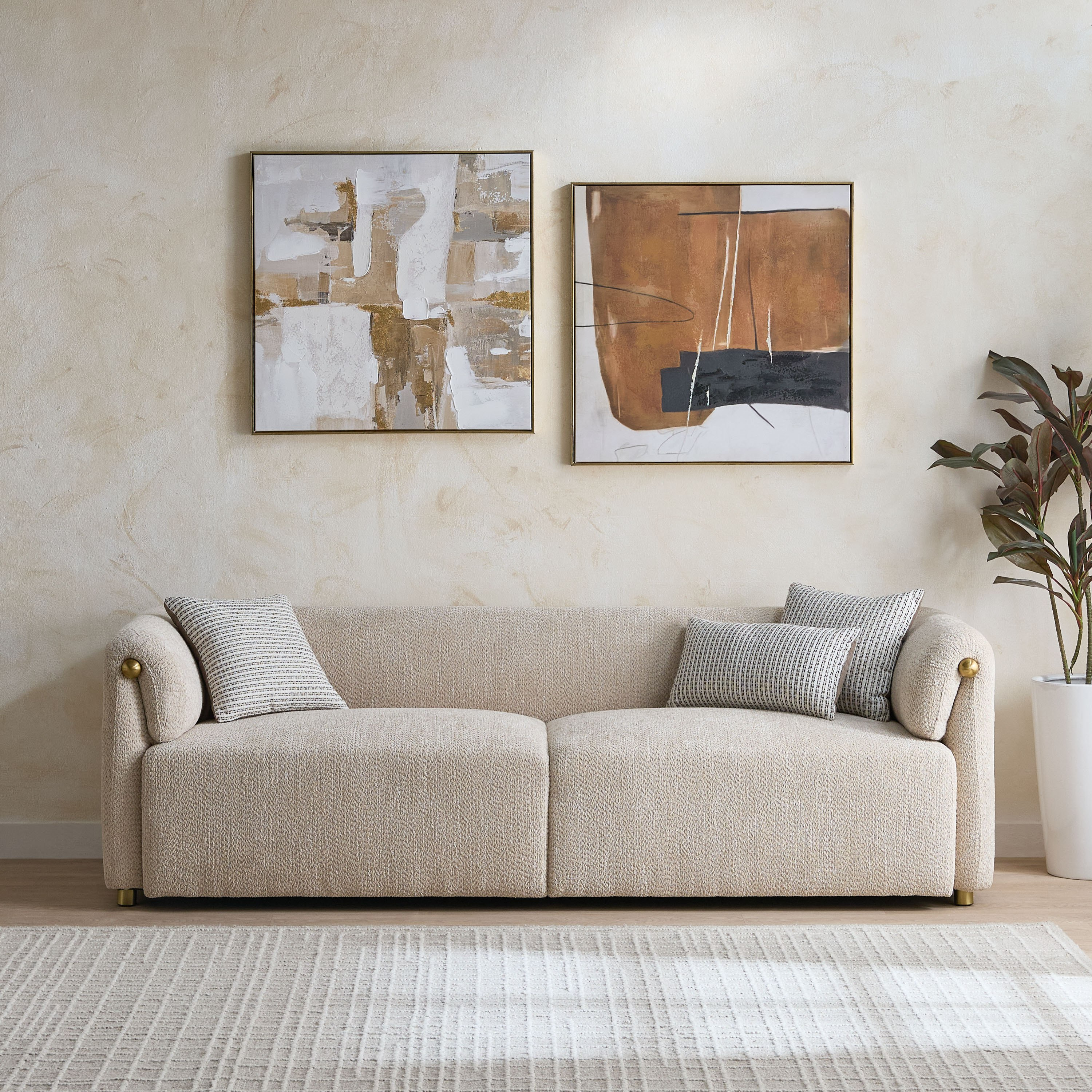 Scallop 3-Seater Fabric Sofa with 3 Cushions-hbxlivingroom-sofasandarmchairs-sofas-image-2