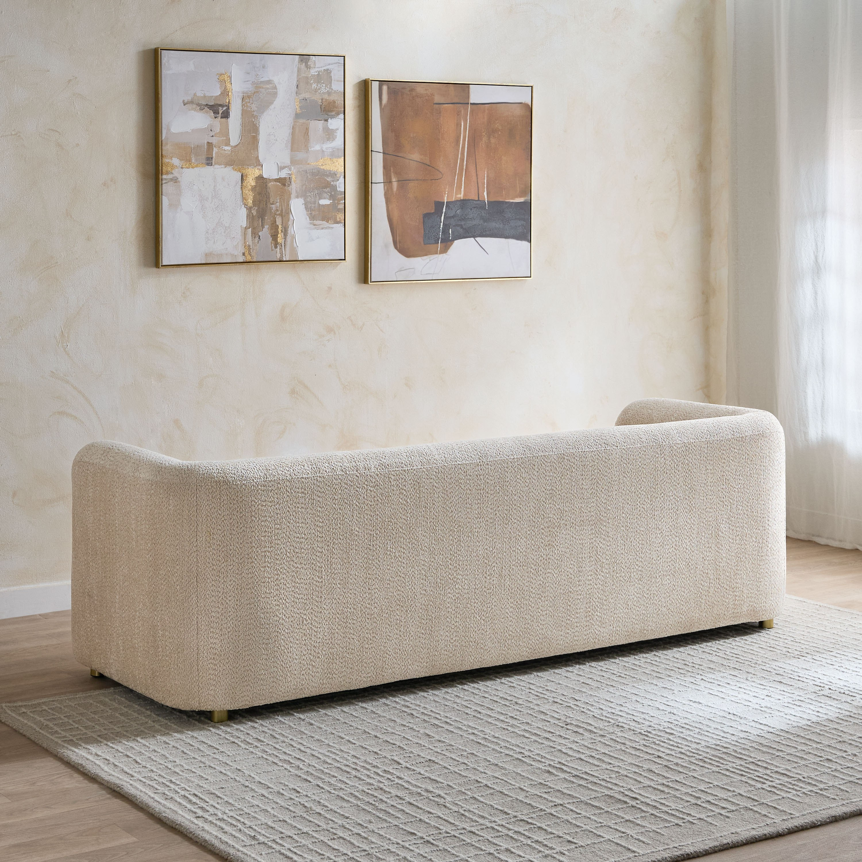 Scallop 3-Seater Fabric Sofa with 3 Cushions-hbxlivingroom-sofasandarmchairs-sofas-image-3