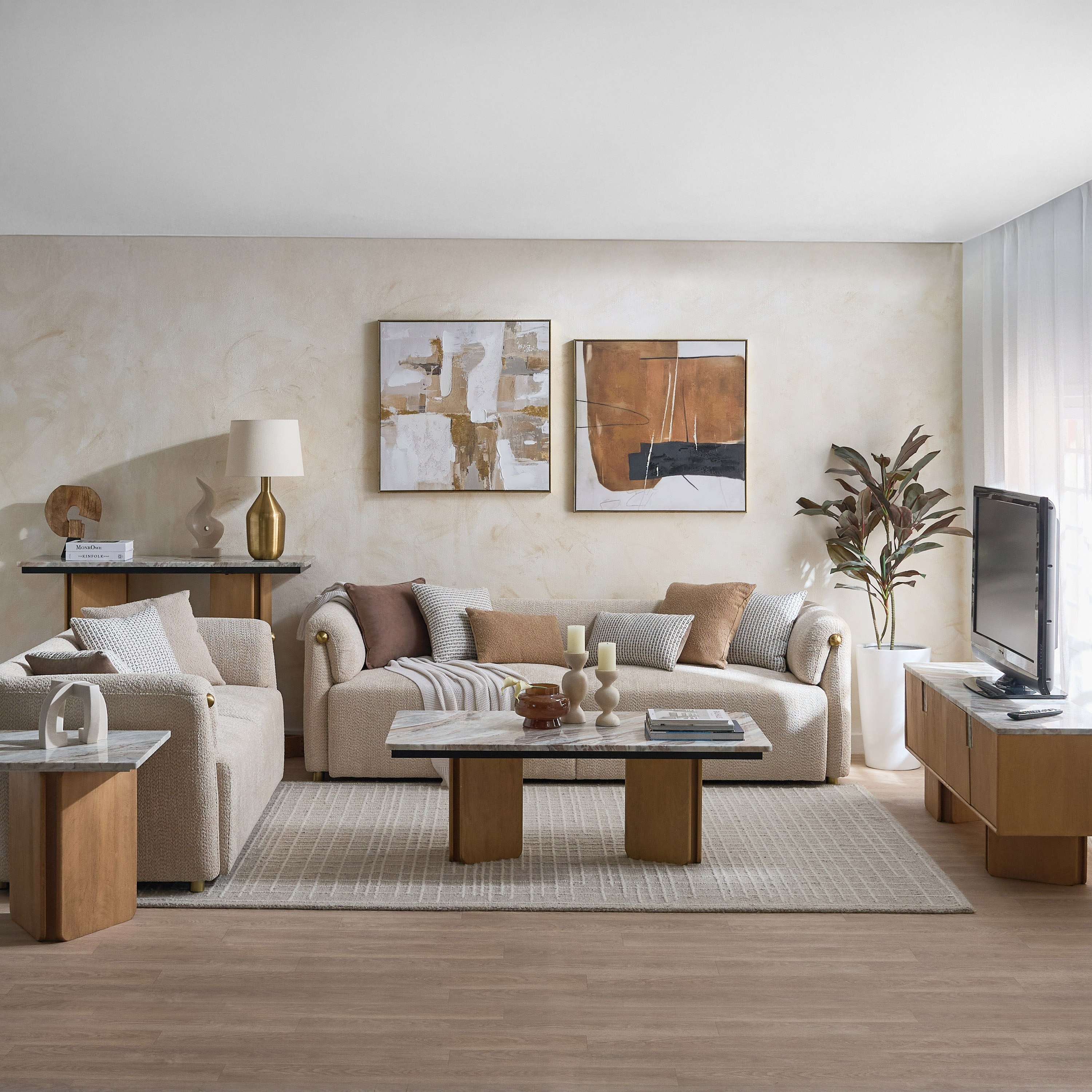Scallop 3-Seater Fabric Sofa with 3 Cushions-hbxlivingroom-sofasandarmchairs-sofas-image-9