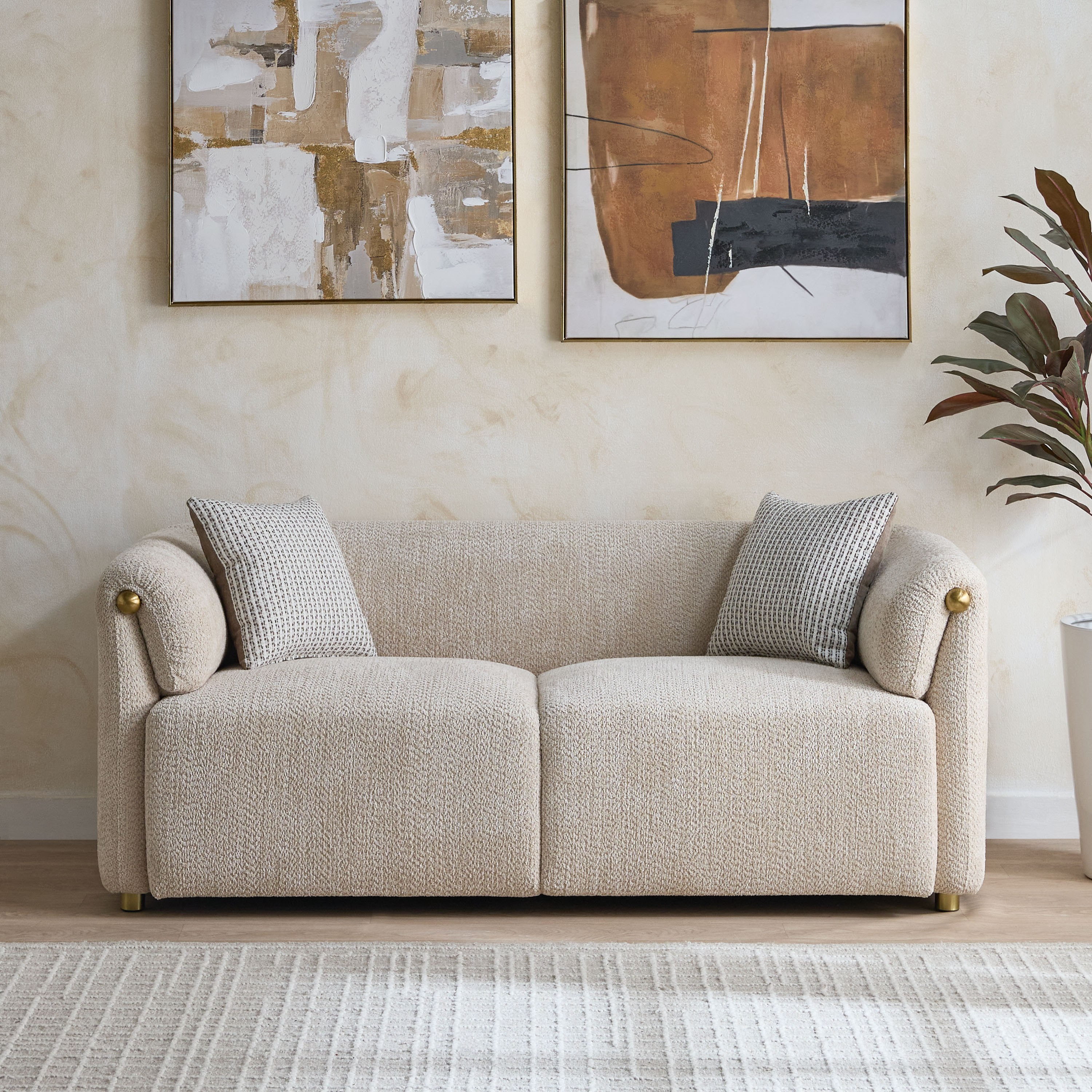 Scallop 2-Seater Fabric Sofa with 2 Cushions-hbxlivingroom-sofasandarmchairs-sofas-image-2