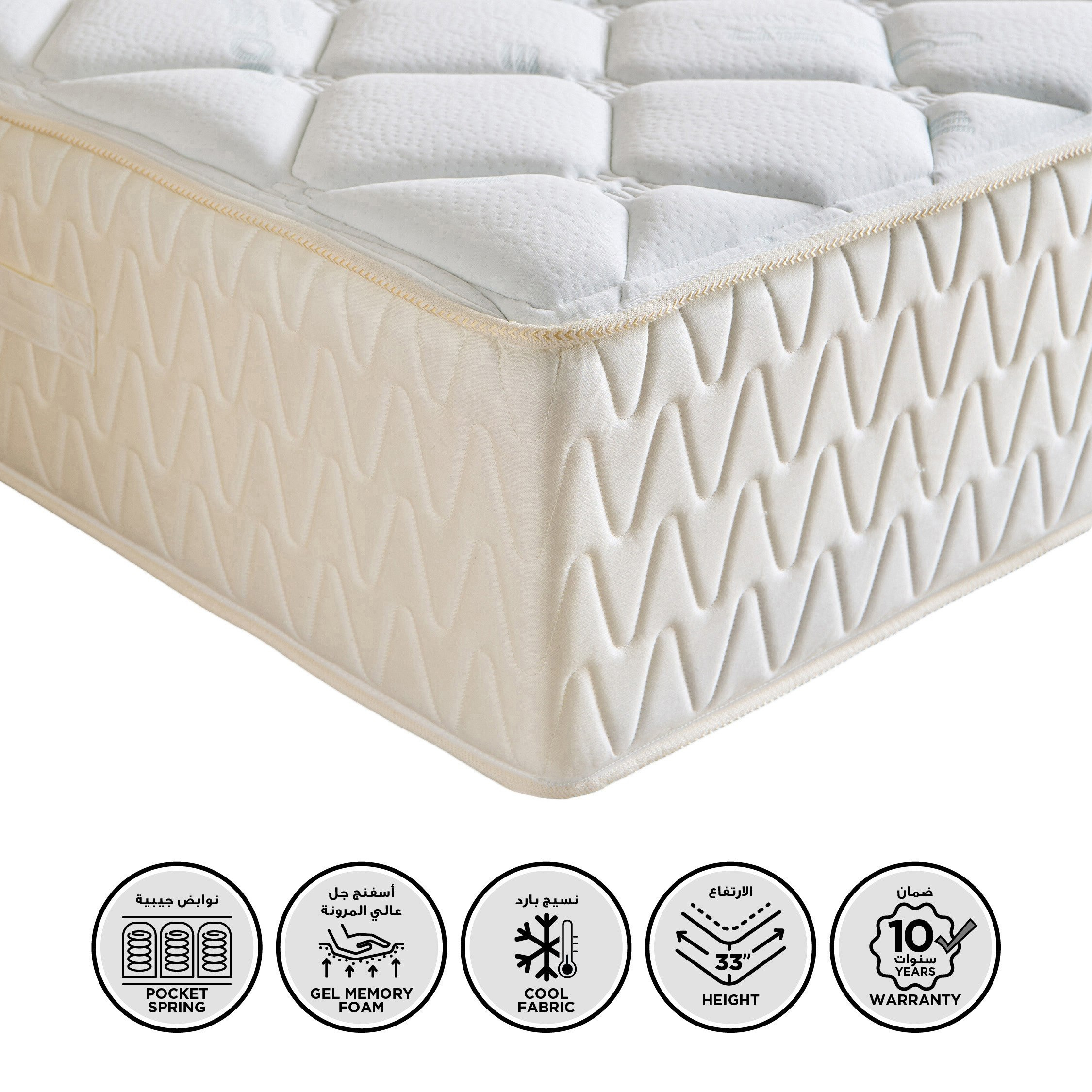 i-Dormira Gel Luxe Hotel Collection Gel Memory Foam Pocket Spring Mattress - 90x190x33cm-hbxfurniture-bedroom-mattresses-single-image-1
