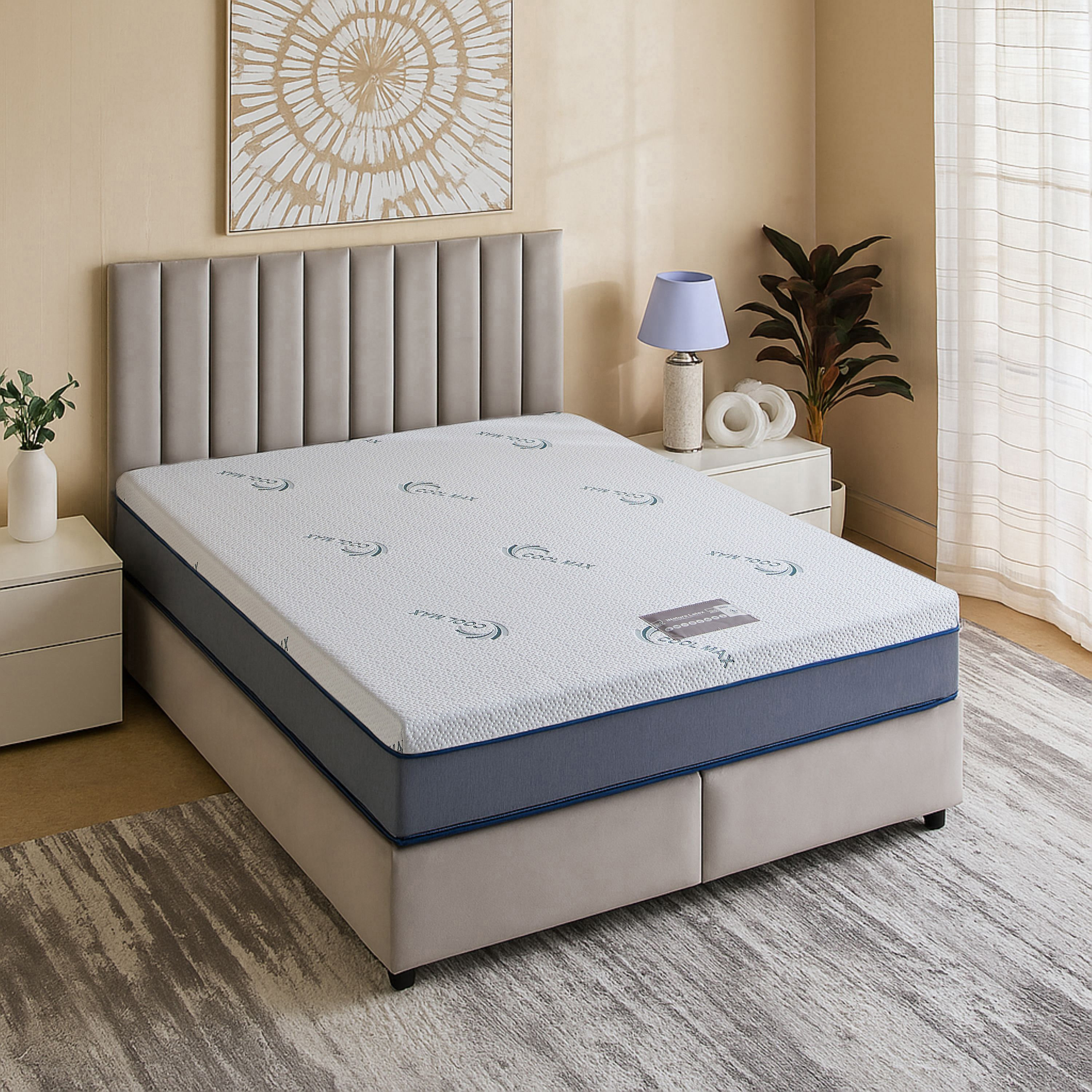 iSleepLuxe iCooltex Natura Latex Cooling Fabric Medium Firm Foam Queen Mattress - 160x200x25 cm-hbxbedroom-mattresses-queen-image-3