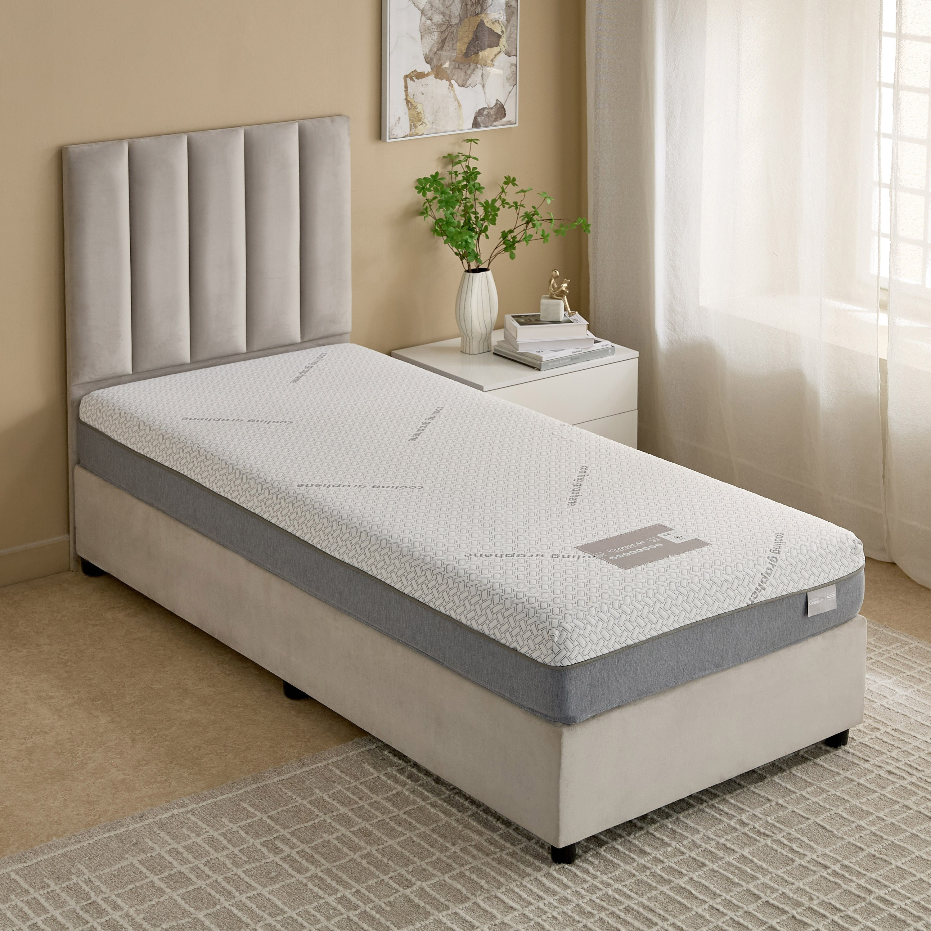 iSleepLuxe iCooltex Contour Air Memory Foam HR Cooling Fabric Single Mattress - 90x190x20 cm-hbxfurniture-bedroom-mattresses-single-image-3