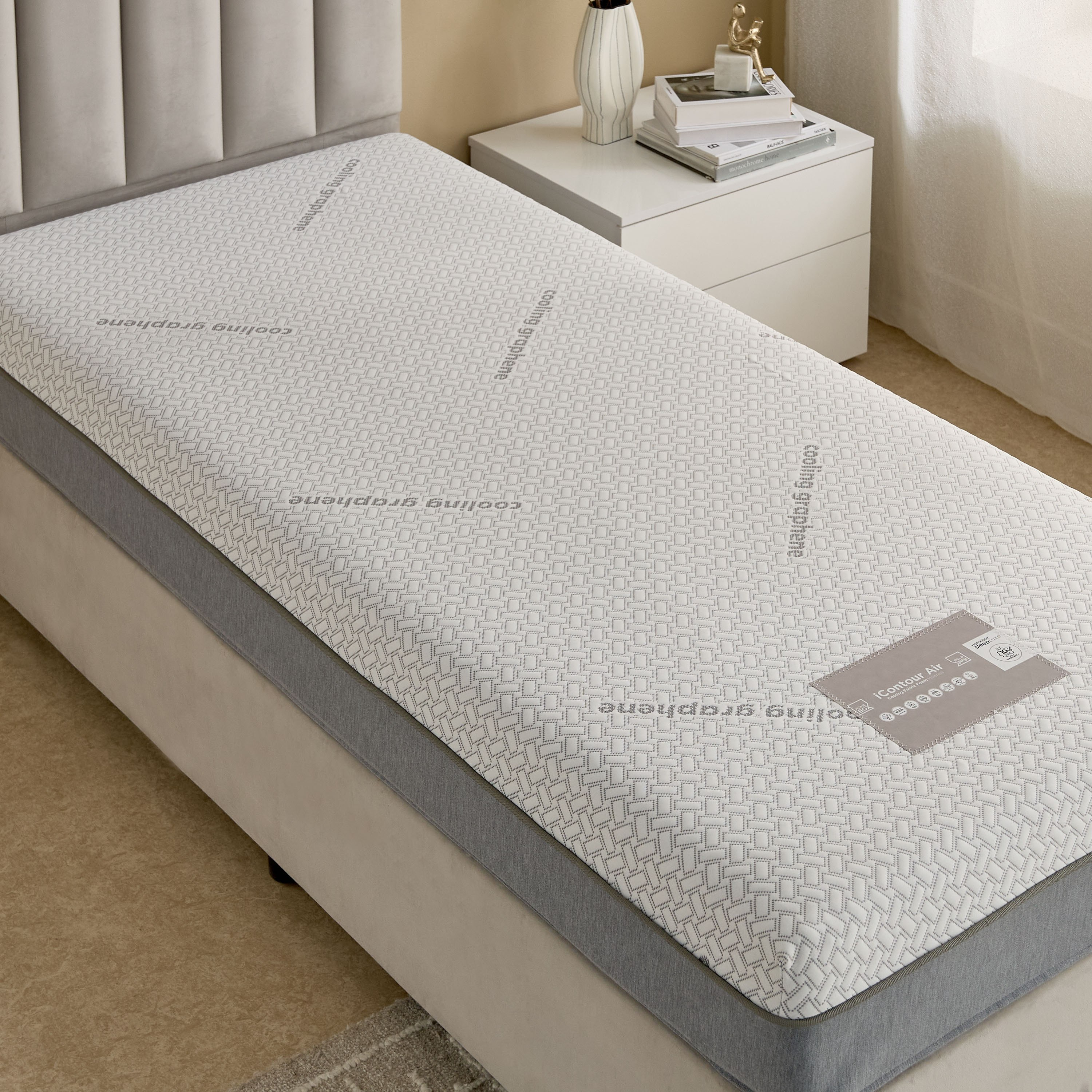 iSleepLuxe iCooltex Contour Air Memory Foam HR Cooling Fabric Single Mattress - 90x200x20 cm-hbxfurniture-bedroom-mattresses-single-image-5