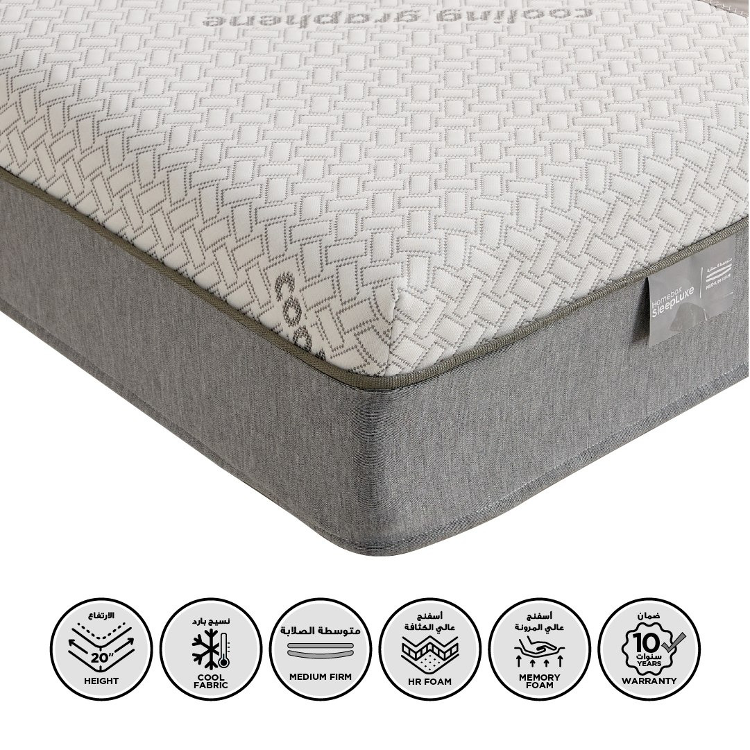 iSleepLuxe iCooltex Contour Air Memory Foam HR Cooling Fabric Twin Mattress - 120x200x20 cm-hbxfurniture-mattresses-twin-image-1