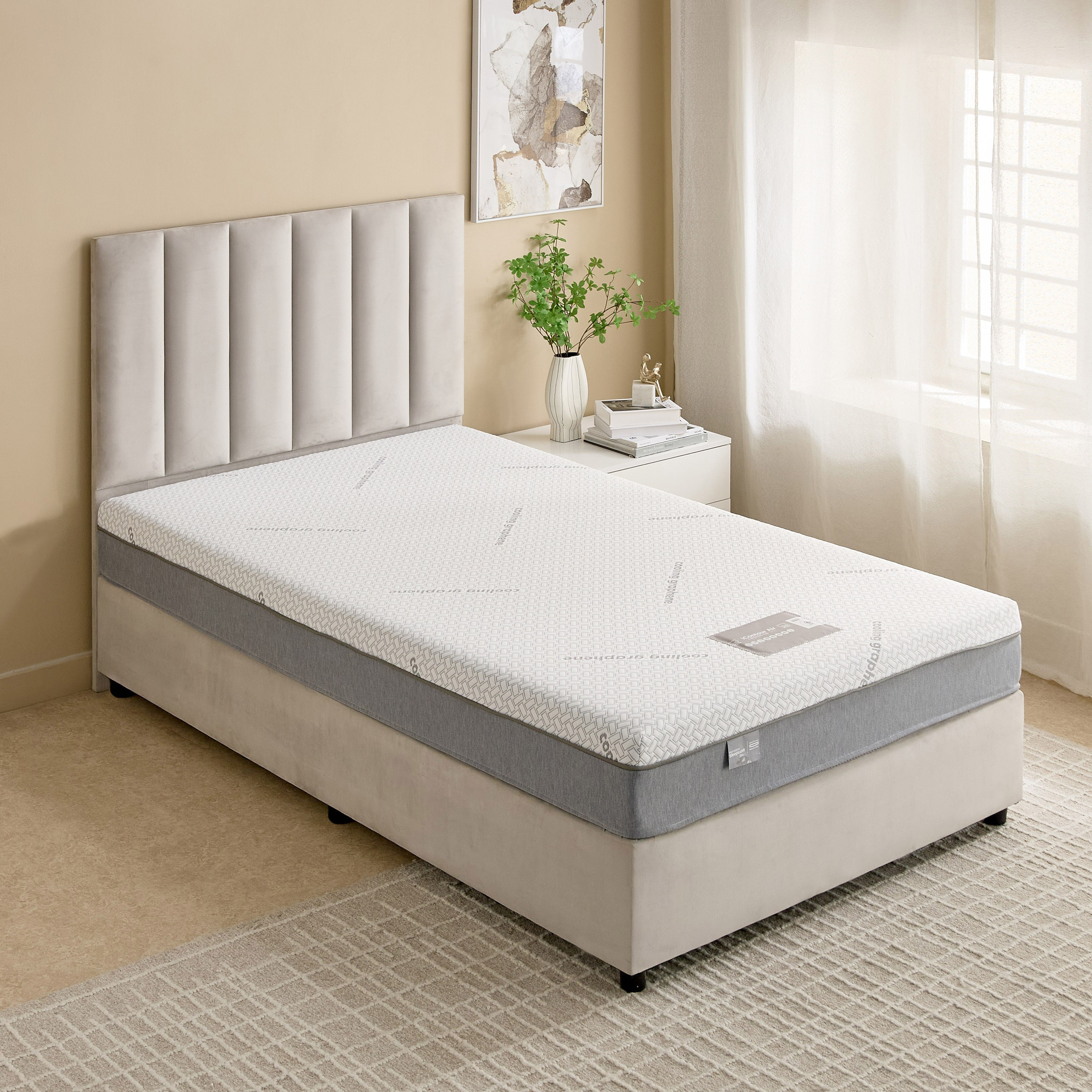 iSleepLuxe iCooltex Contour Air Memory Foam HR Cooling Fabric Queen Mattress - 160x200x20 cm-hbxbedroom-mattresses-queen-image-3
