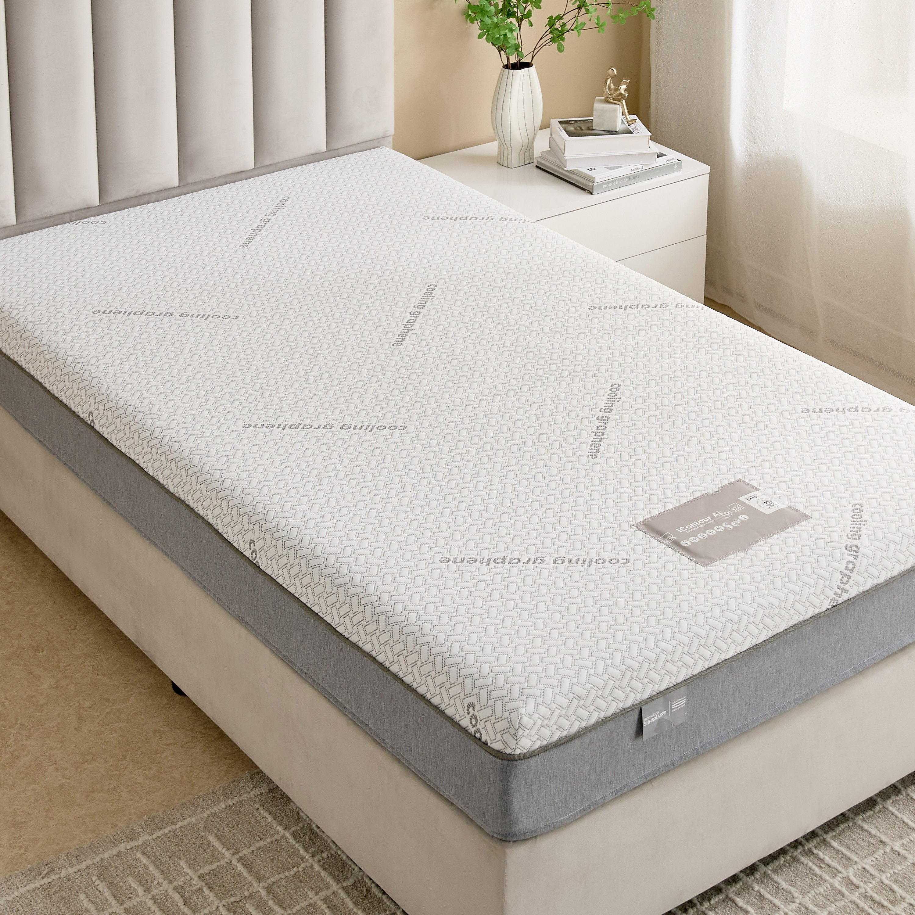 iSleepLuxe iCooltex Contour Air Memory Foam HR Cooling Fabric Queen Mattress - 160x200x20 cm-hbxbedroom-mattresses-queen-image-5