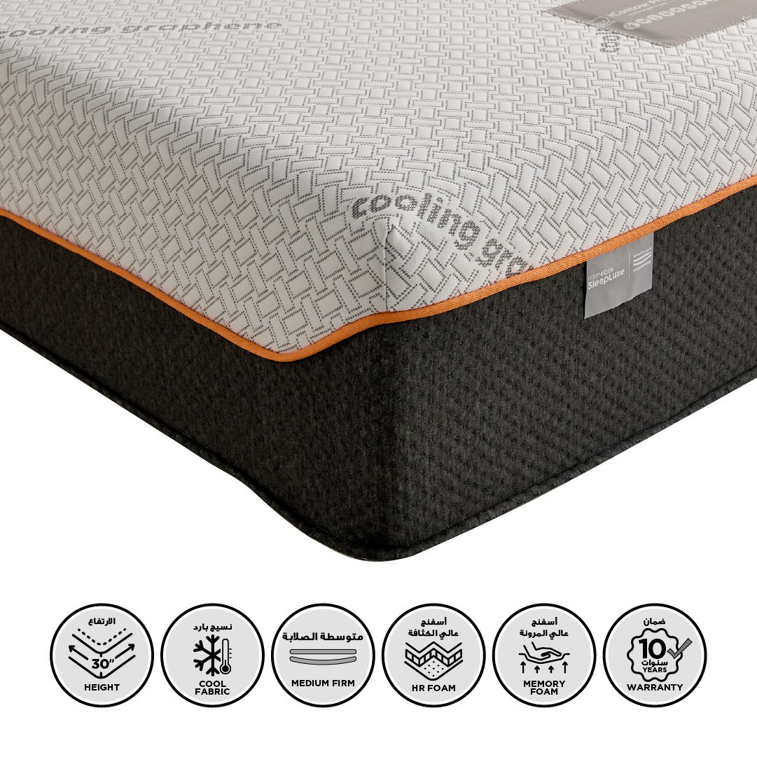iSleepLuxe iCooltex Contour Pro Air Memory Foam HR Cooling Fabric Queen Mattress - 155x205x30 cm-hbxbedroom-mattresses-queen-image-1